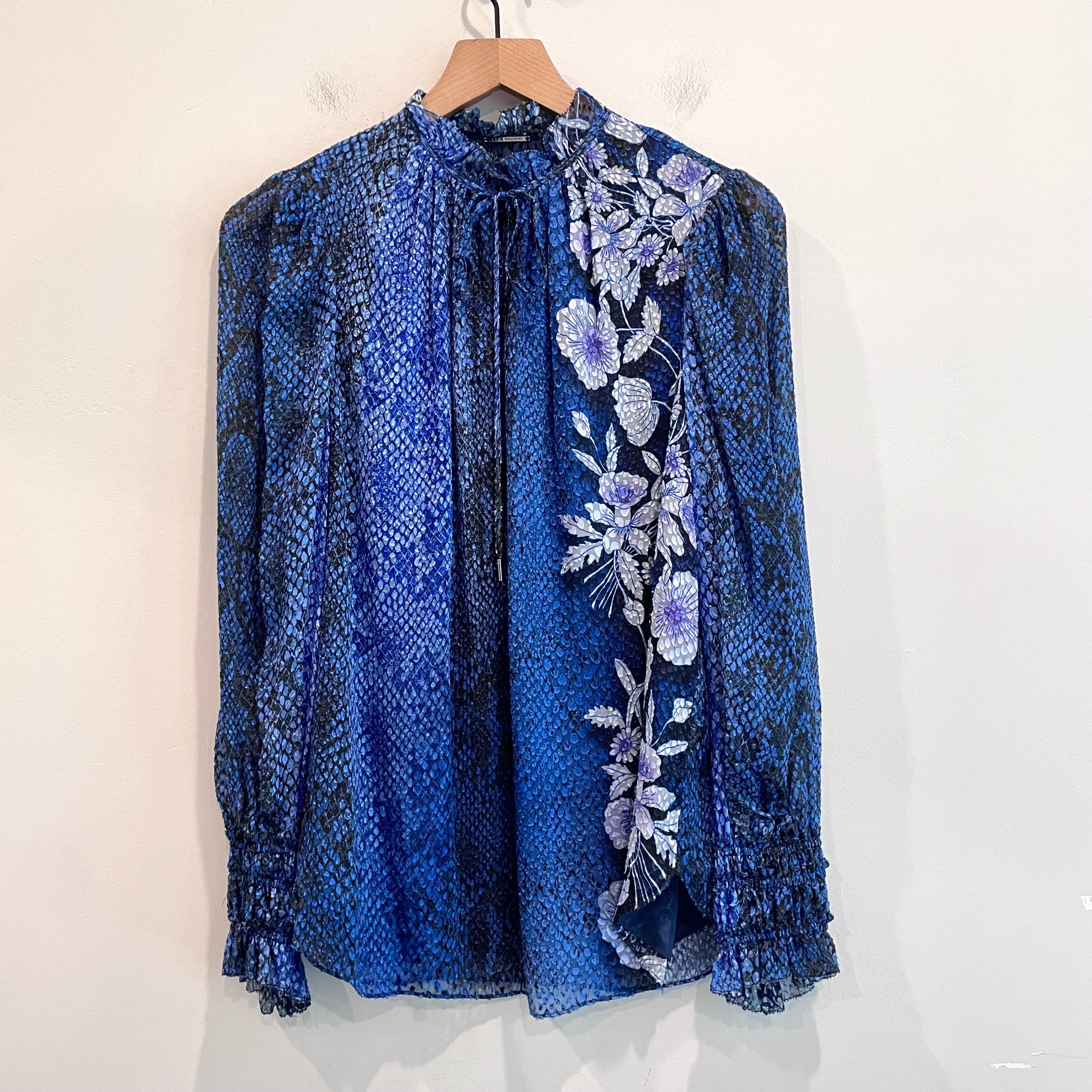 Snakeskin Floral Silk Blend Top