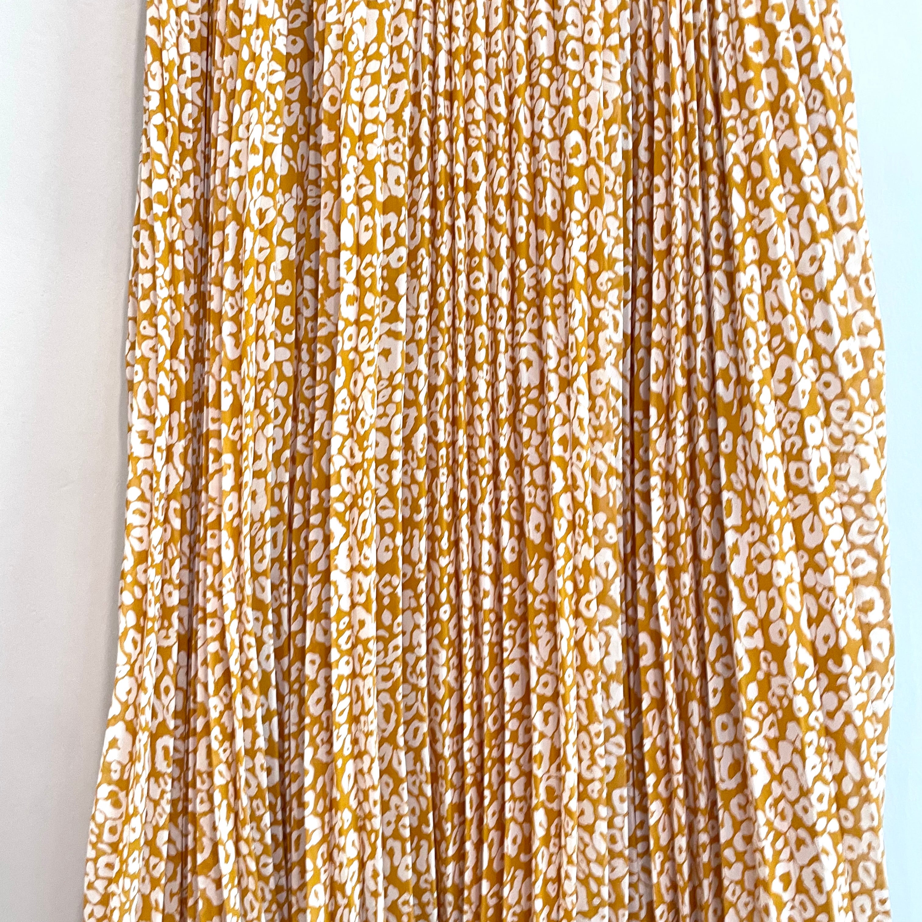 Leopard Print Pleated Midi Skirt