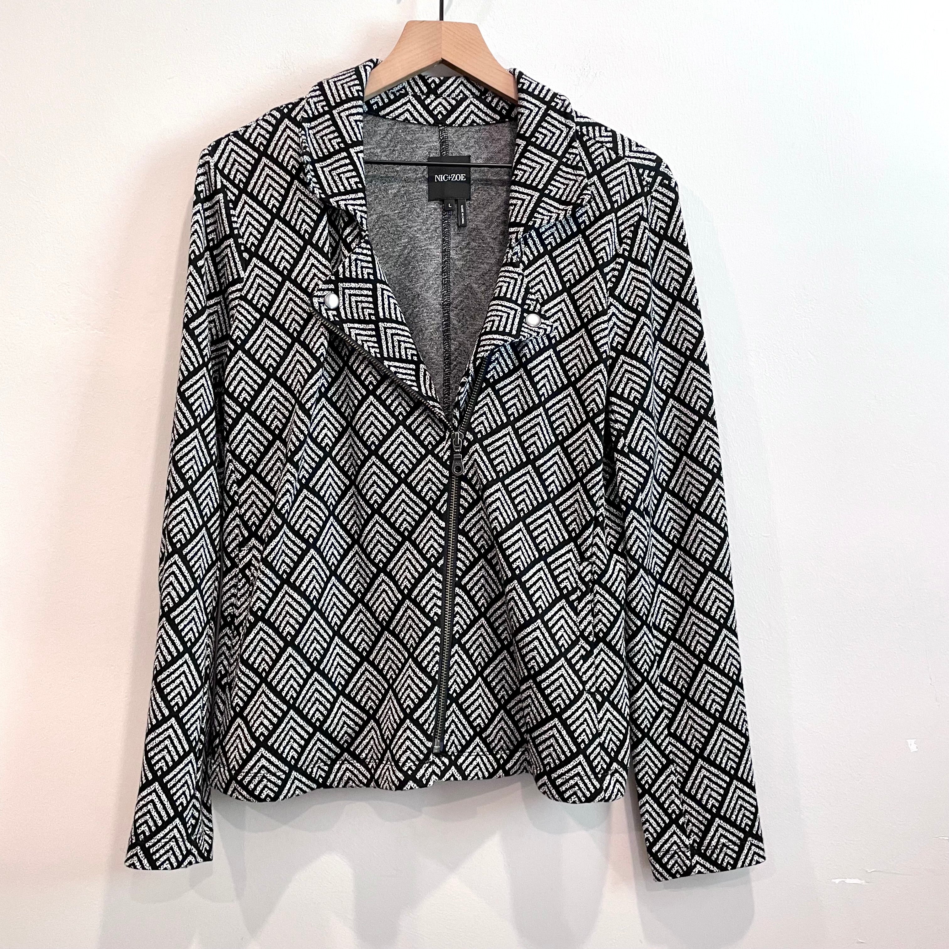 Geometric Moto Blazer Jacket