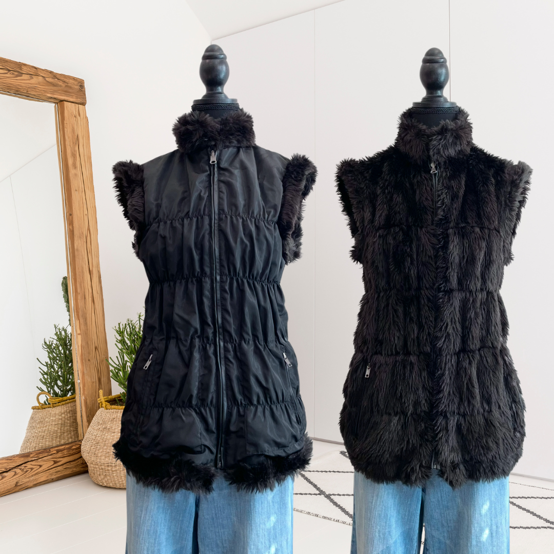 Reversible Faux Fur Knit Vest