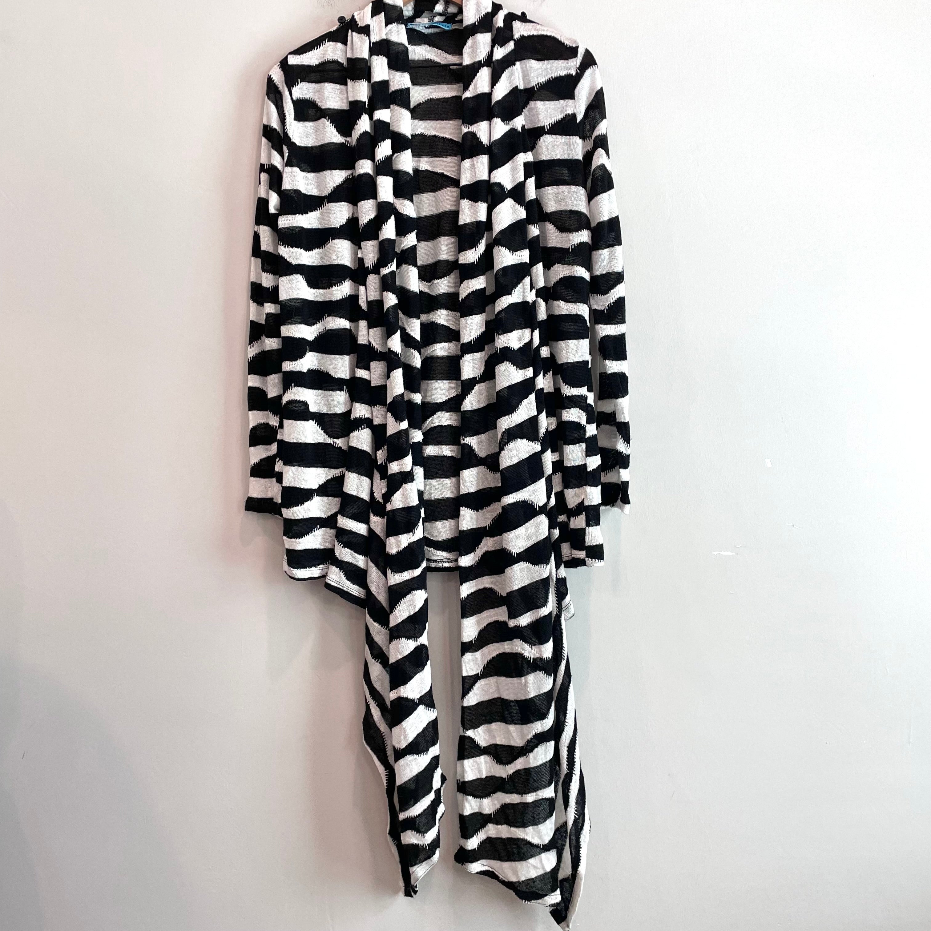 Wavy Striped Wrap Cardigan