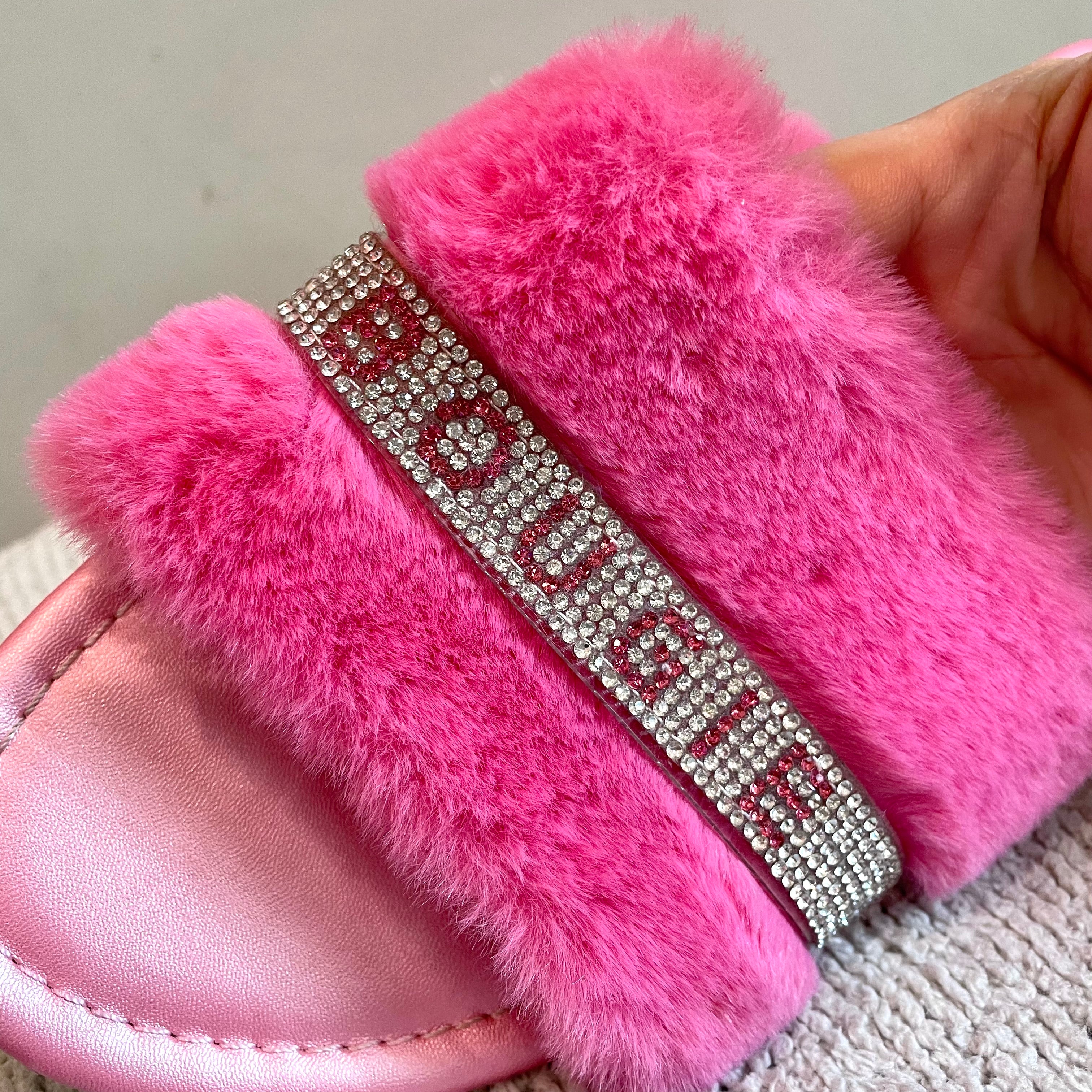 Rhinestone Faux Fur Sandals