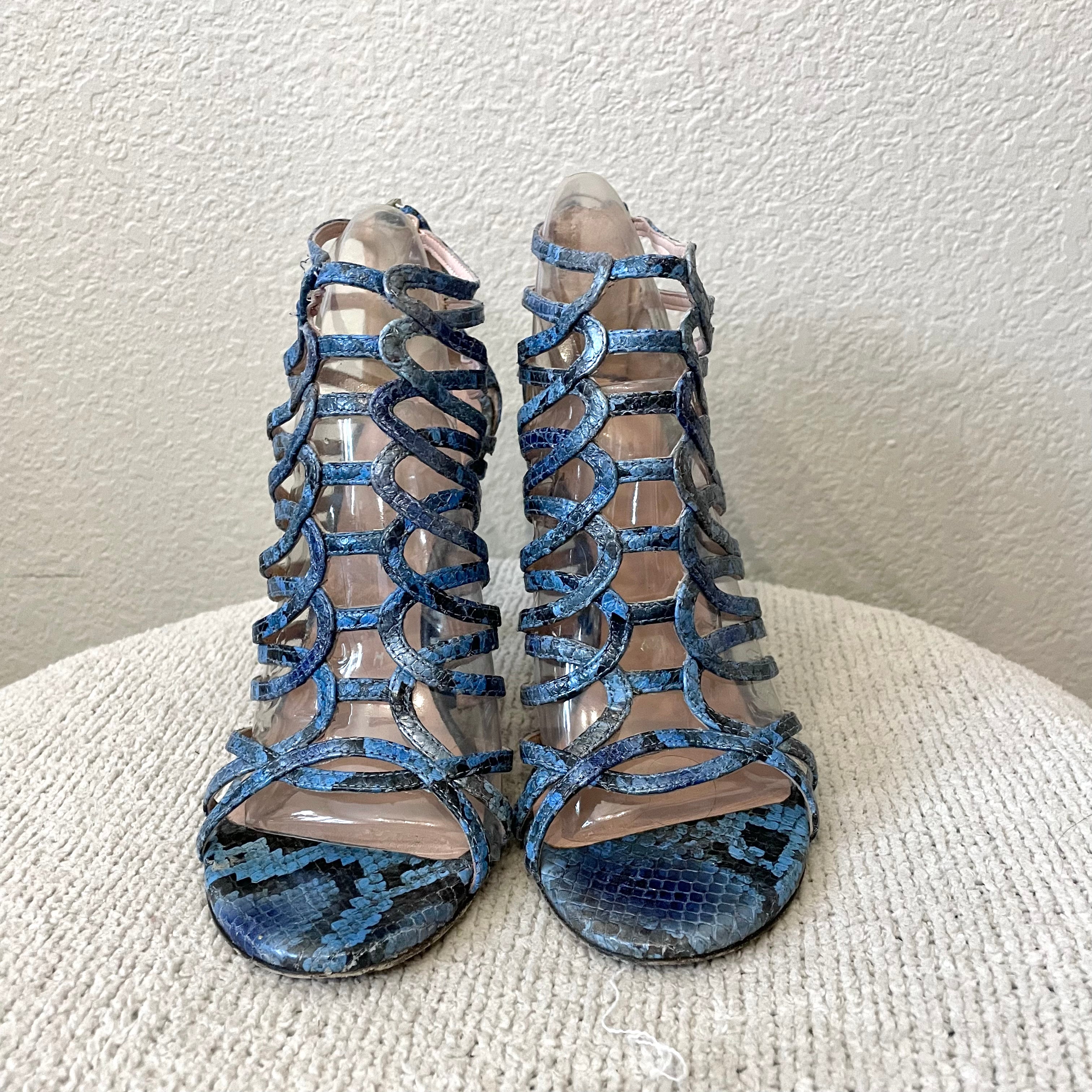 Strappy Snakeskin Heels