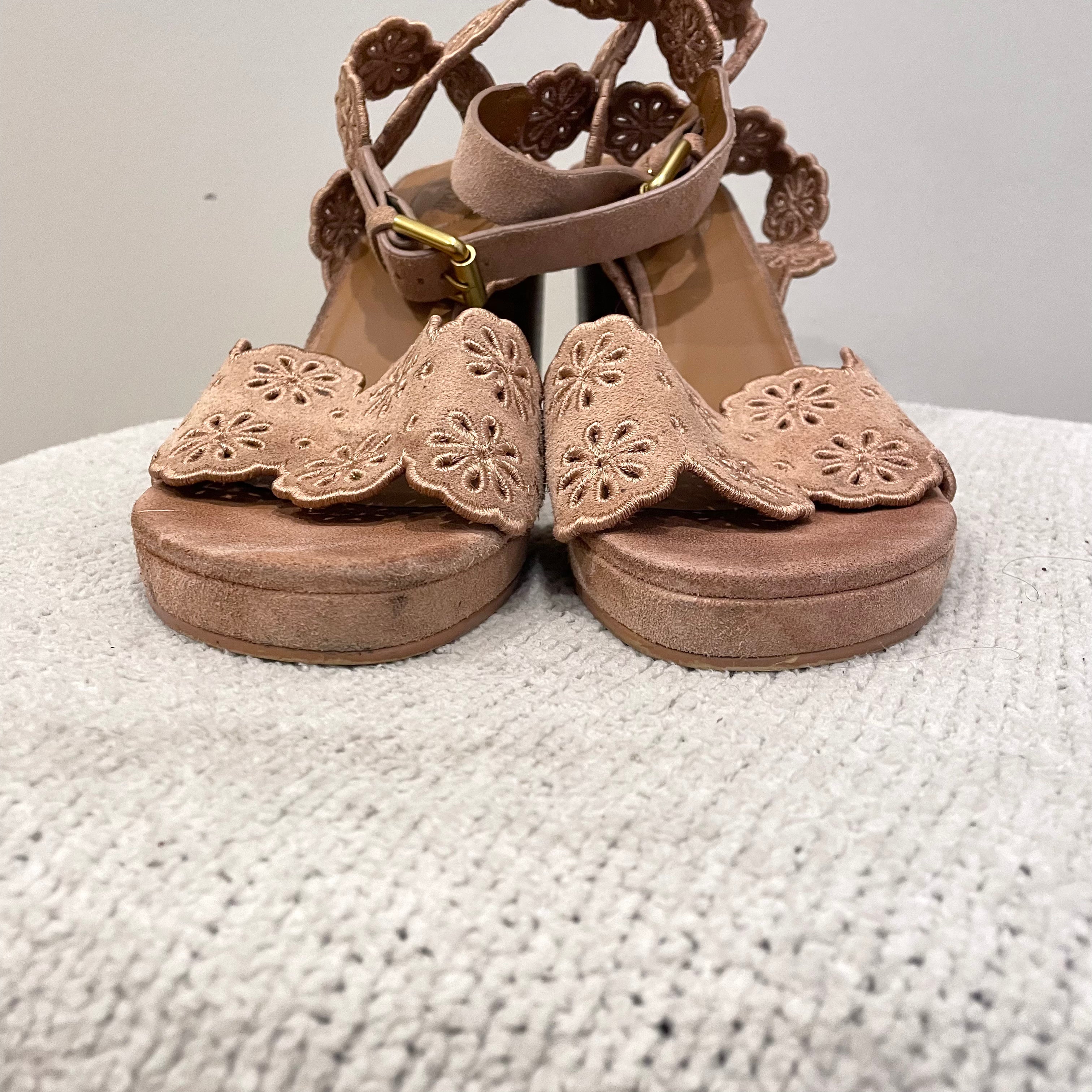 Floral Eyelet Heel Sandal