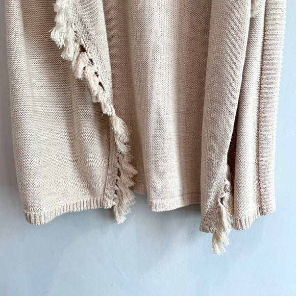 Tassel Trim Open Front Cardigan Vest