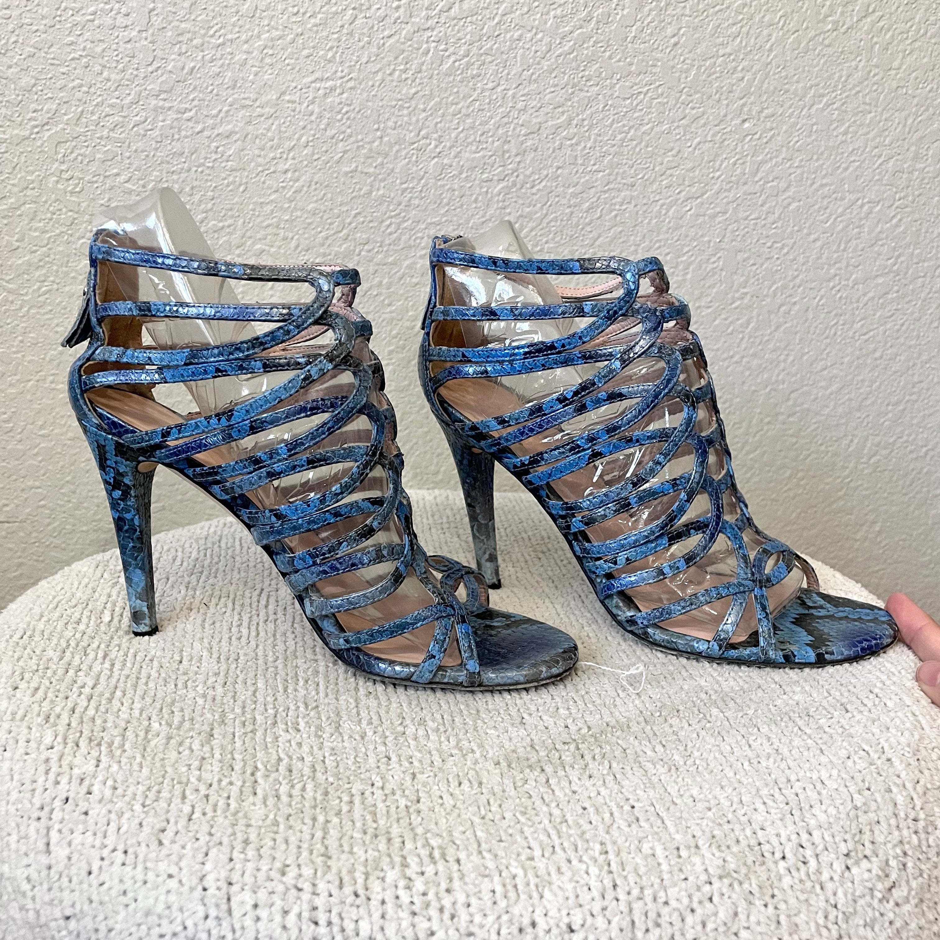 Strappy Snakeskin Heels