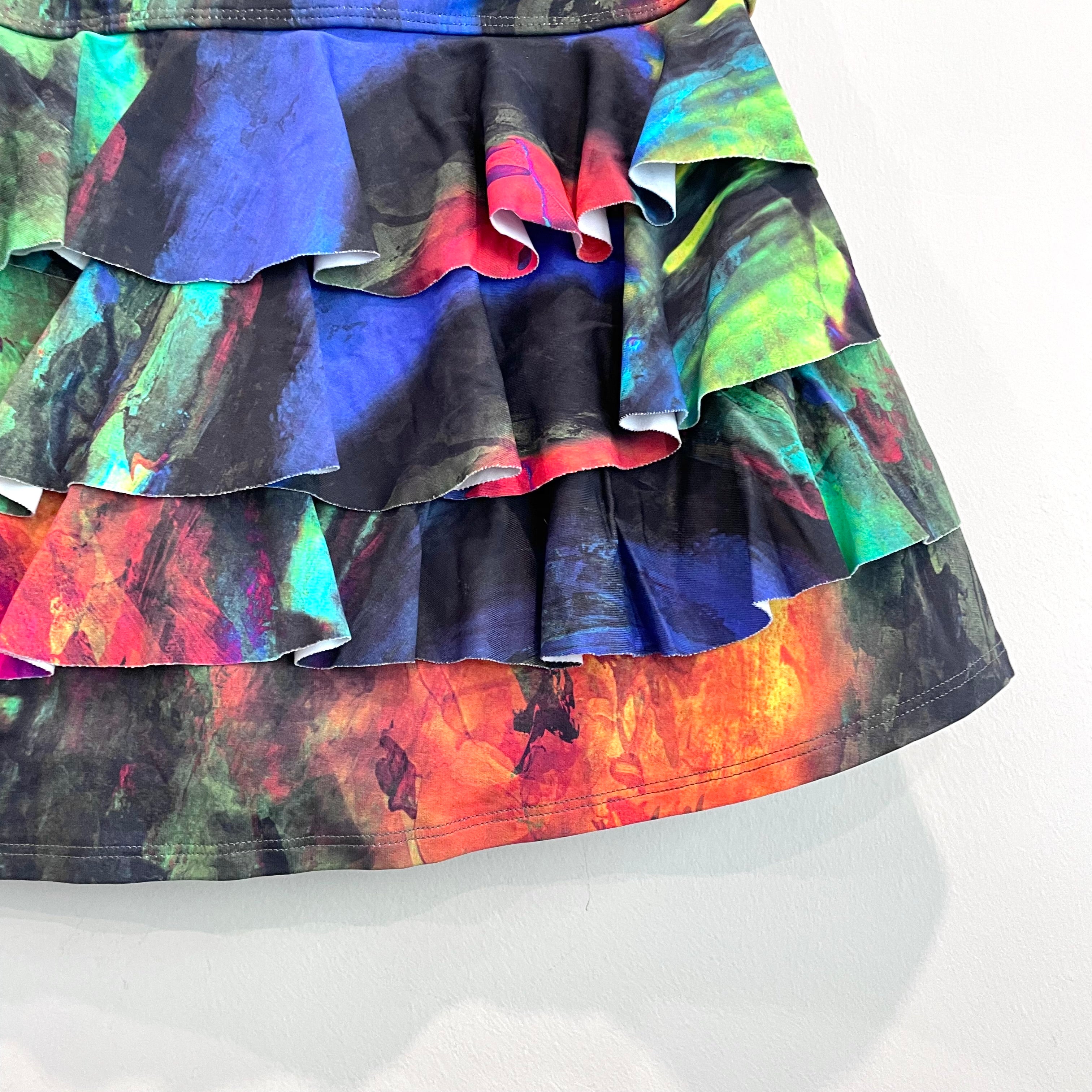 Tie Dye Ruffle Back Tennis Skort