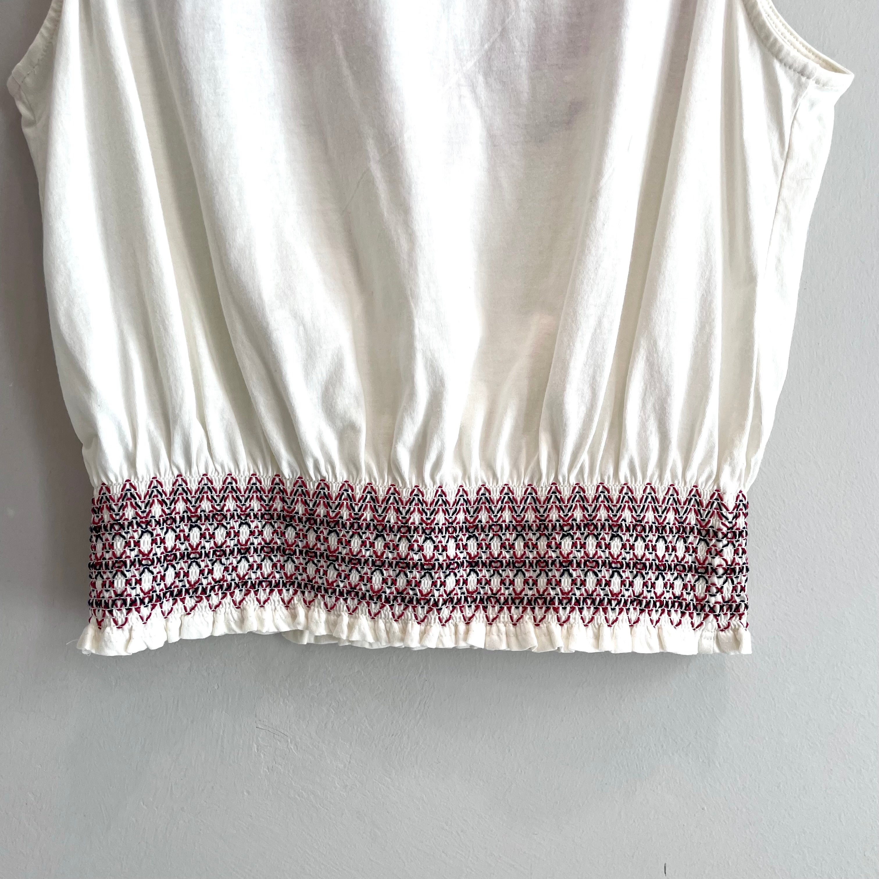 Embroidered Smocked Top