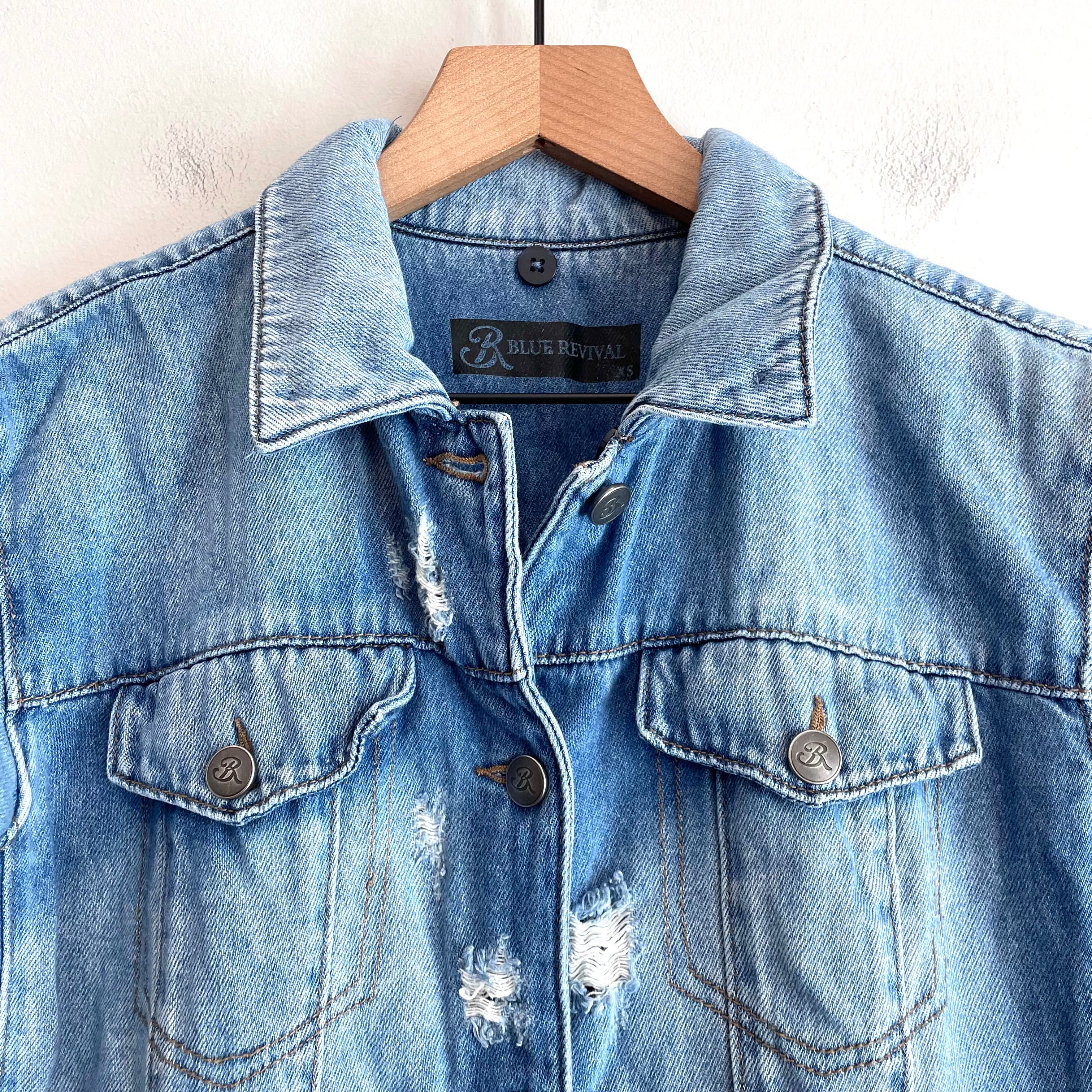 Distressed Denim Jean Trucker Jacket