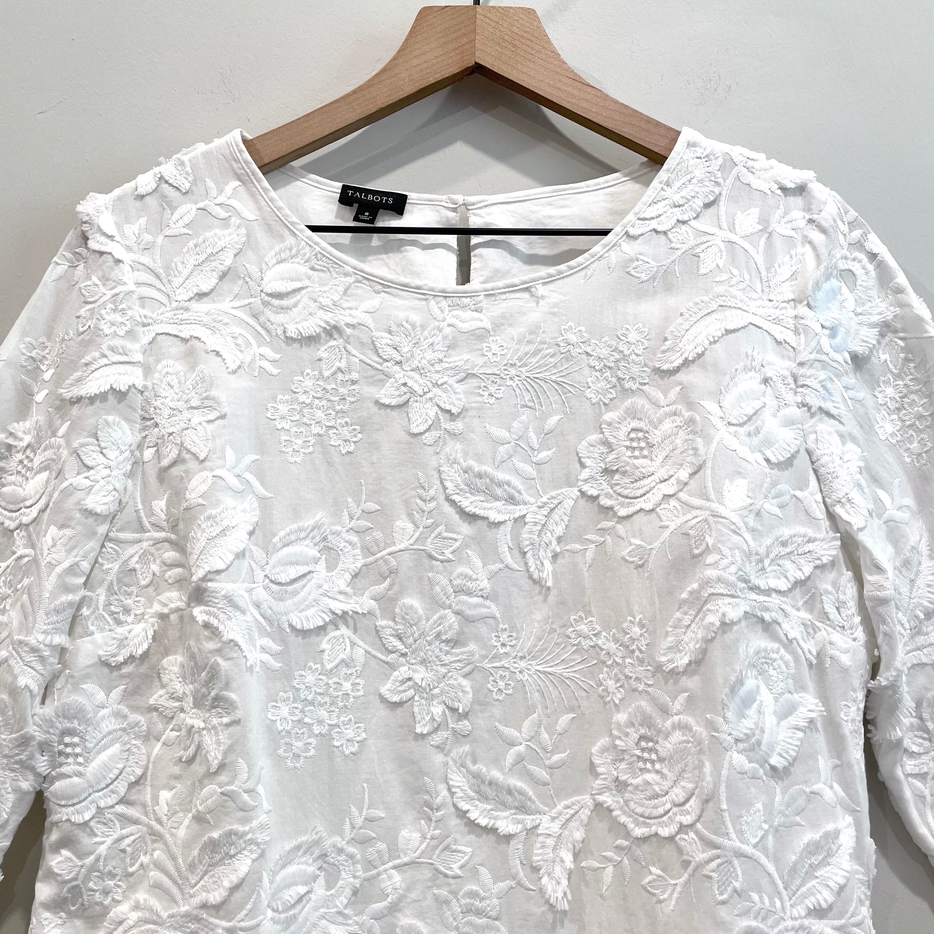 3D Floral 3/4 Sleeve Top