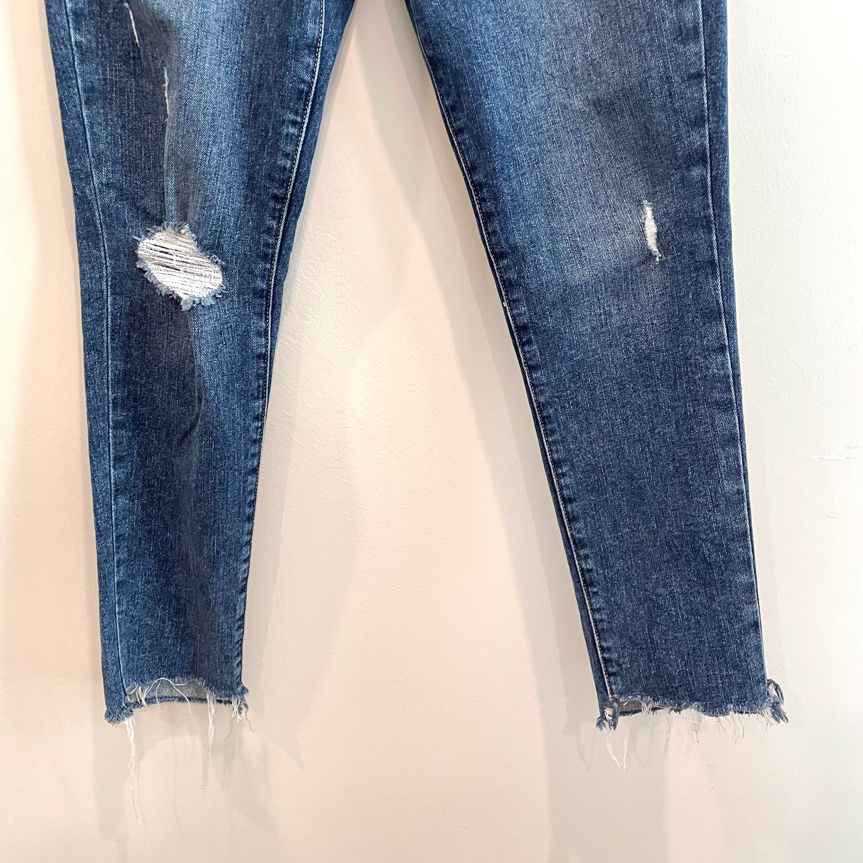 Button Fly Distressed Skinny Jeans