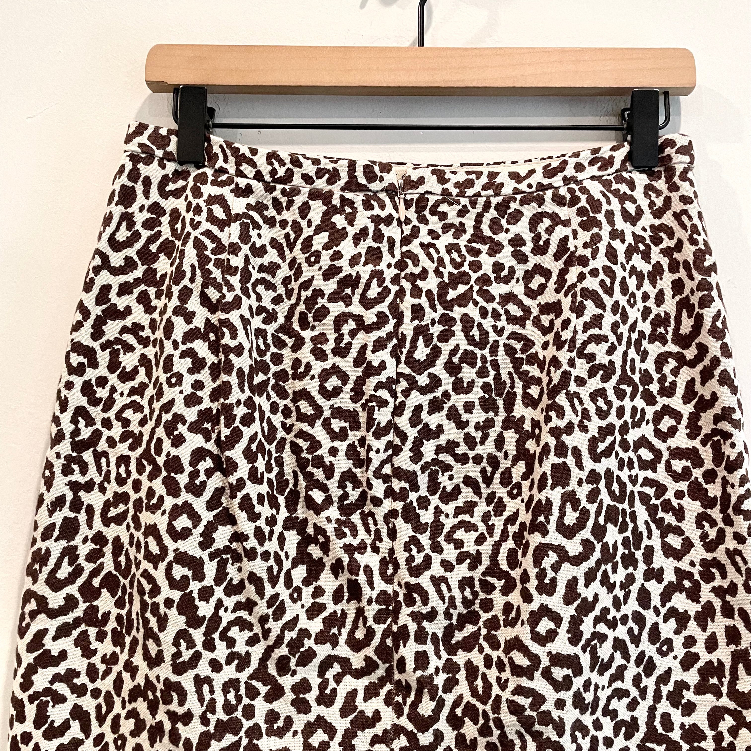 Leopard Linen Pencil Skirt