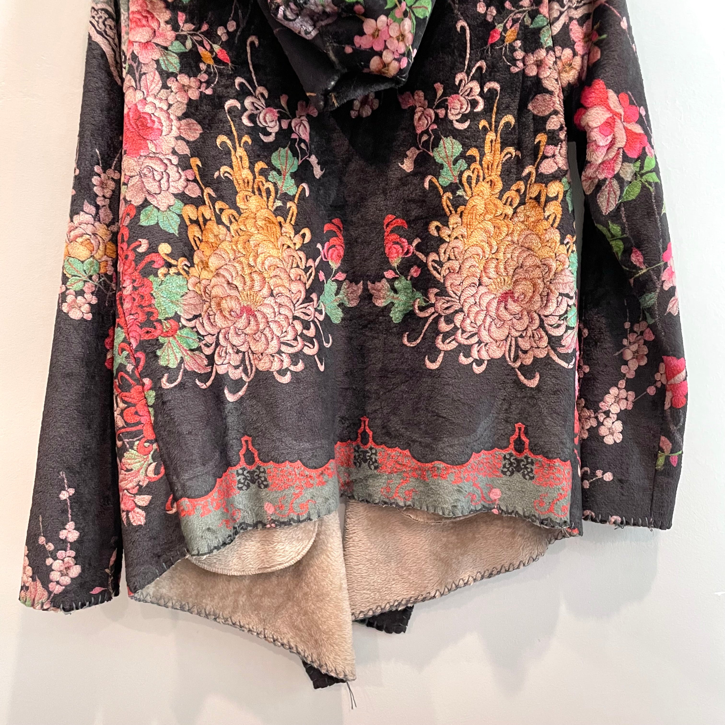 Floral Sherpa Sweater Jacket