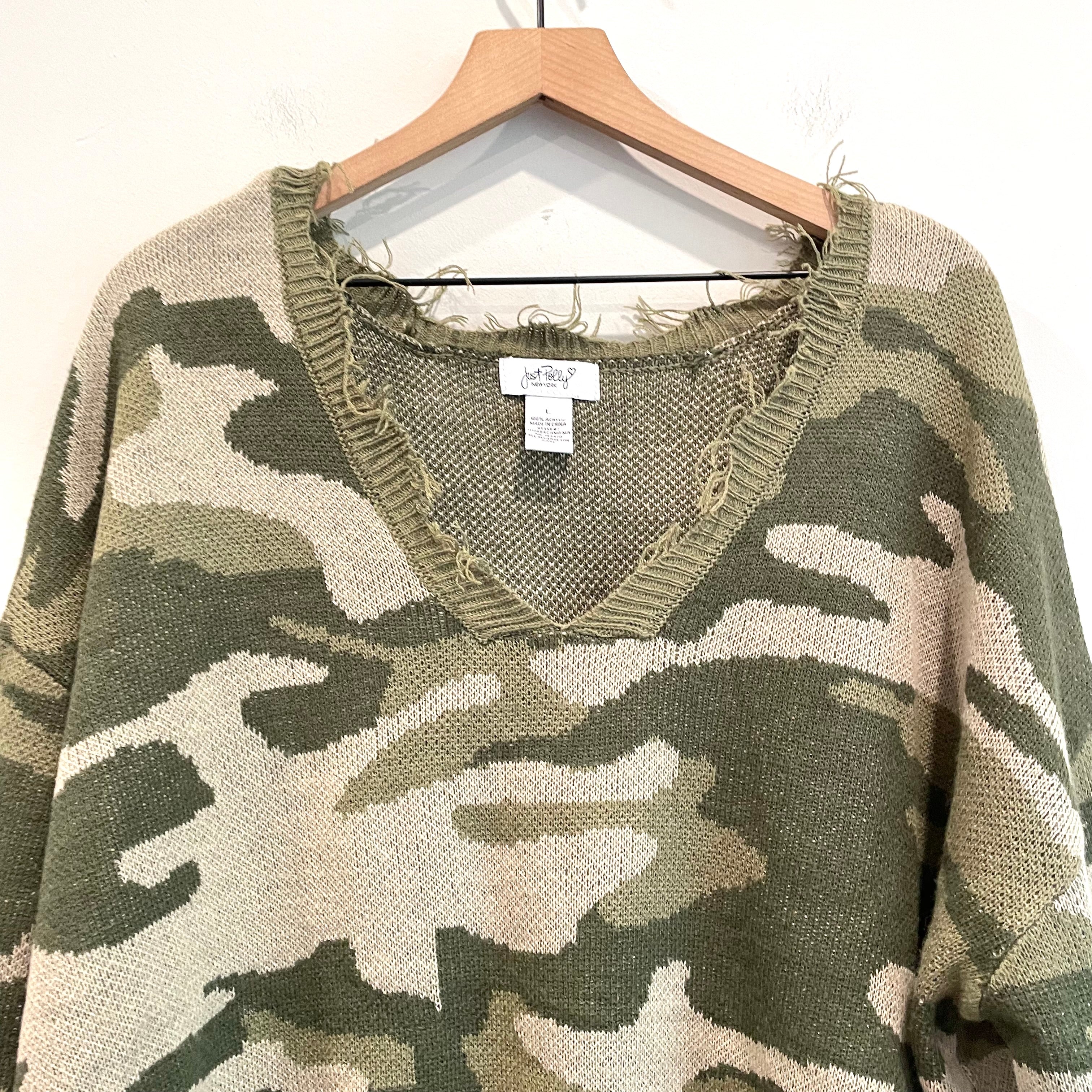 Camo Distressed Sweater