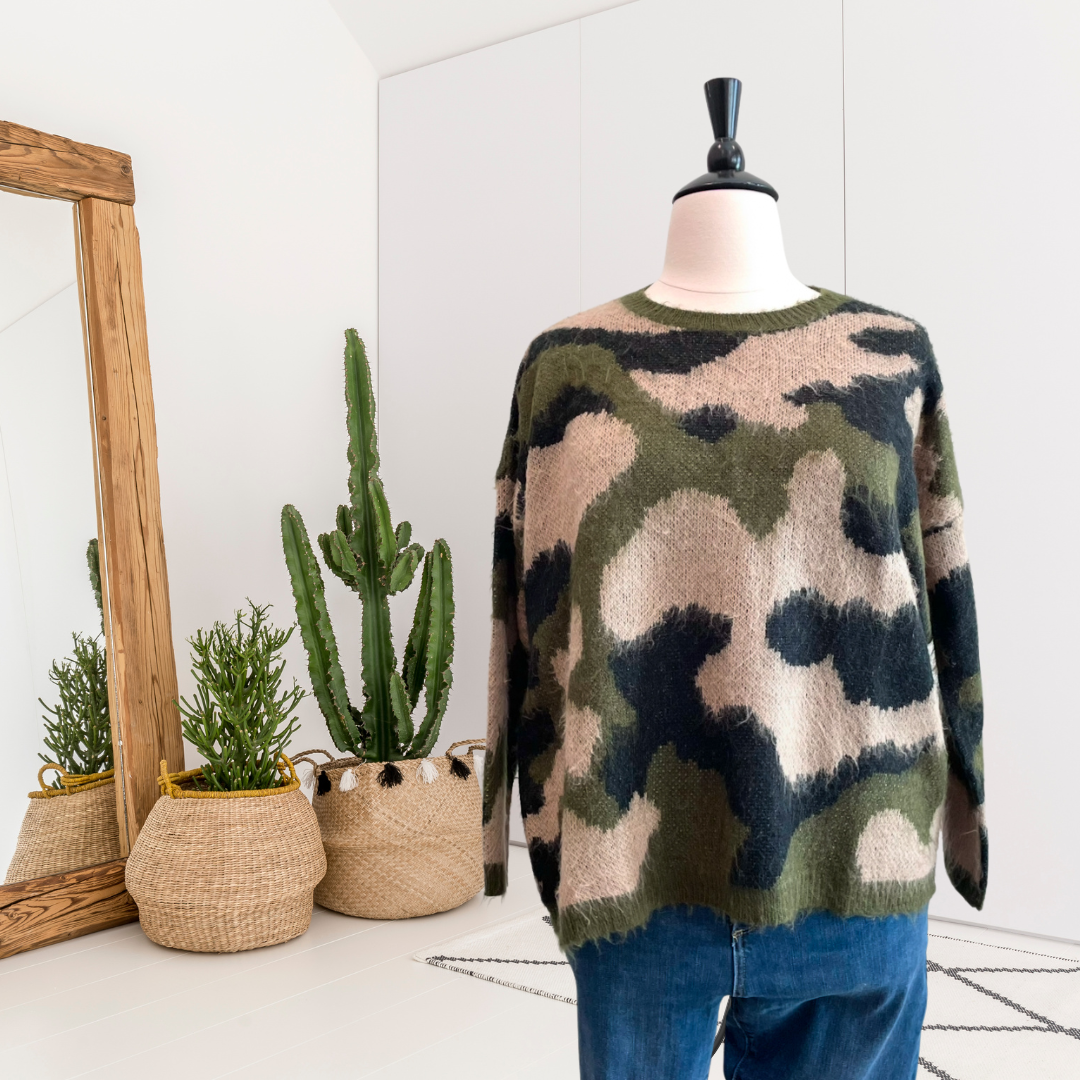 Fuzzy Camo Sweater