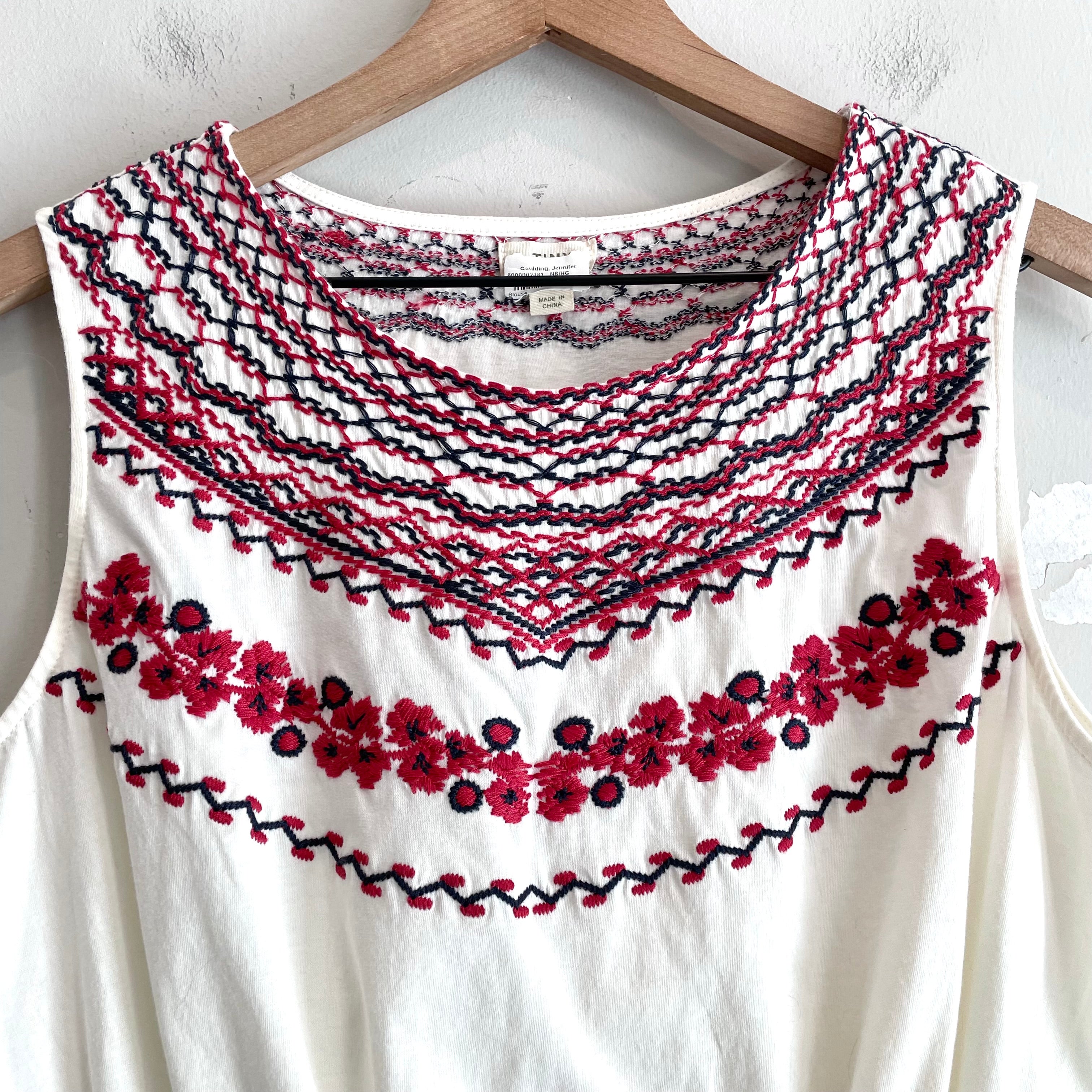 Embroidered Smocked Top