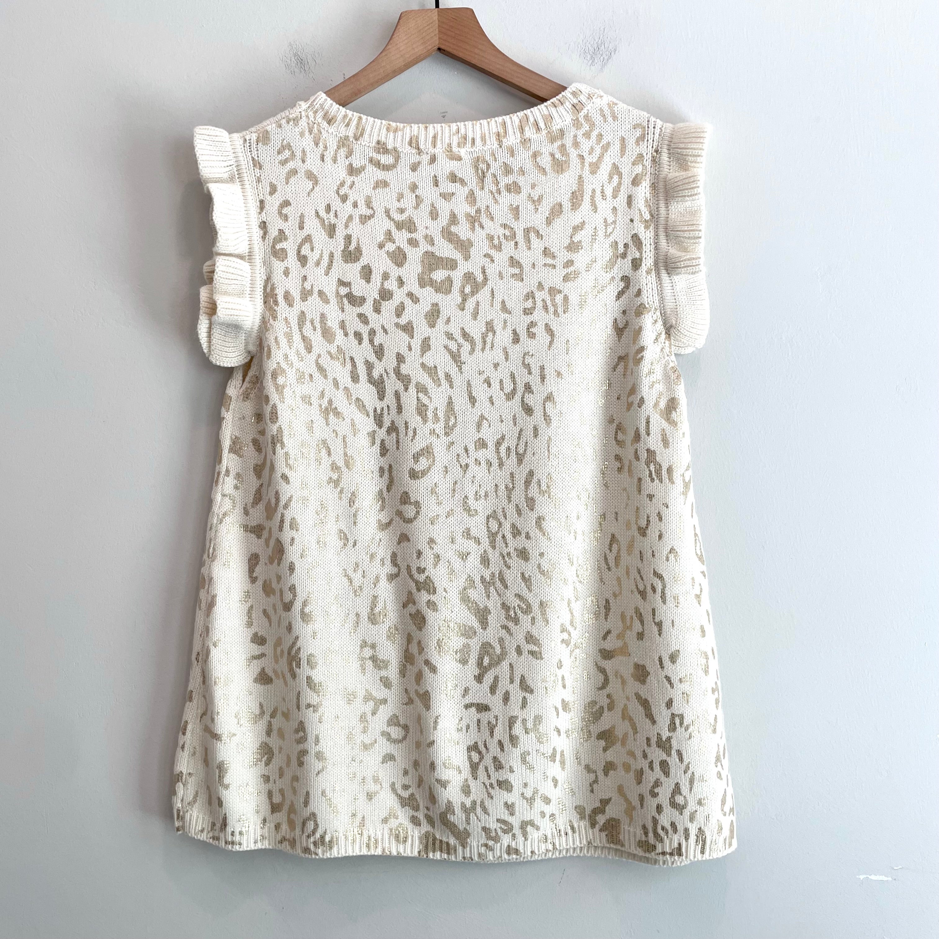 Metallic Leopard Ruffle Sweater