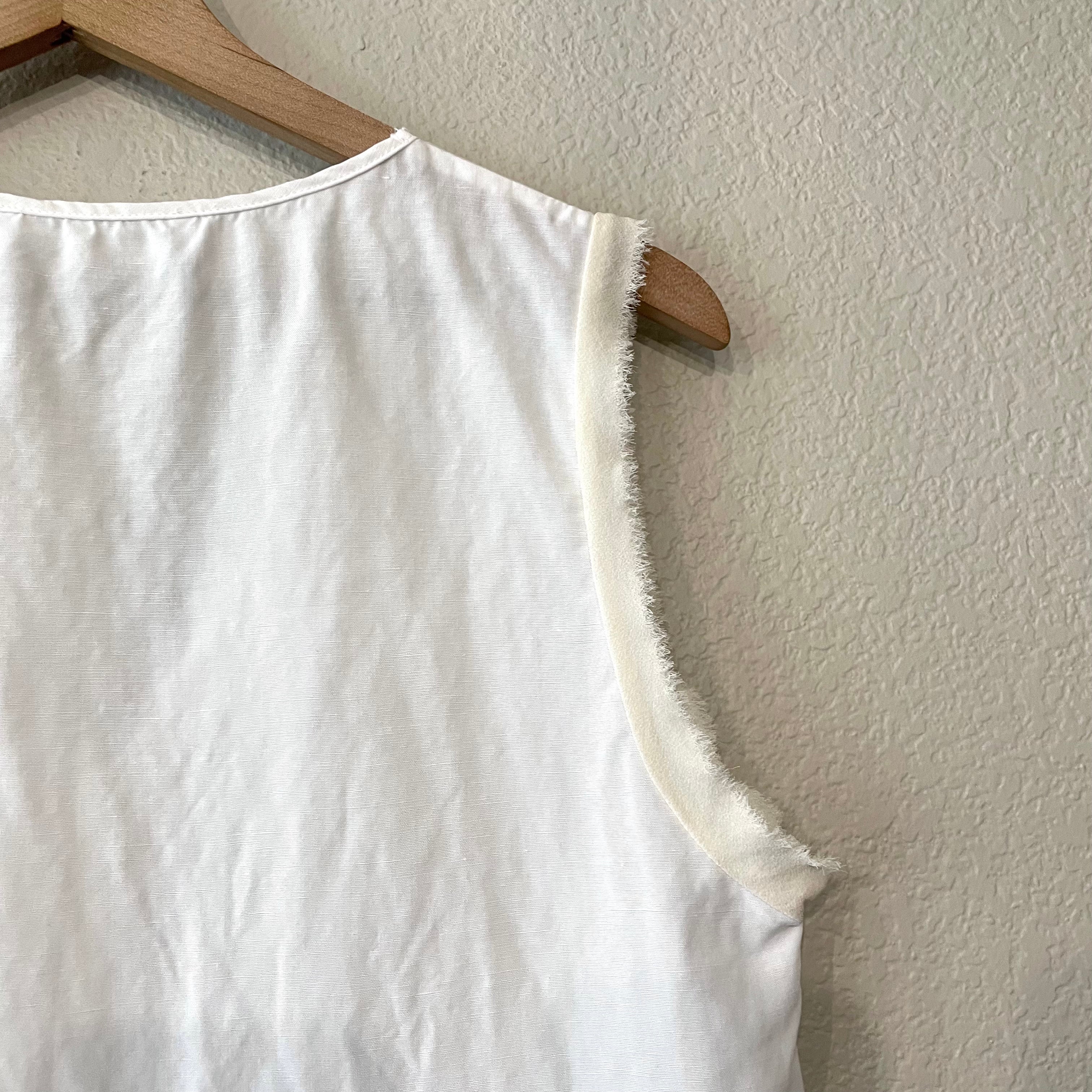 Linen Blend Silk Trim Top