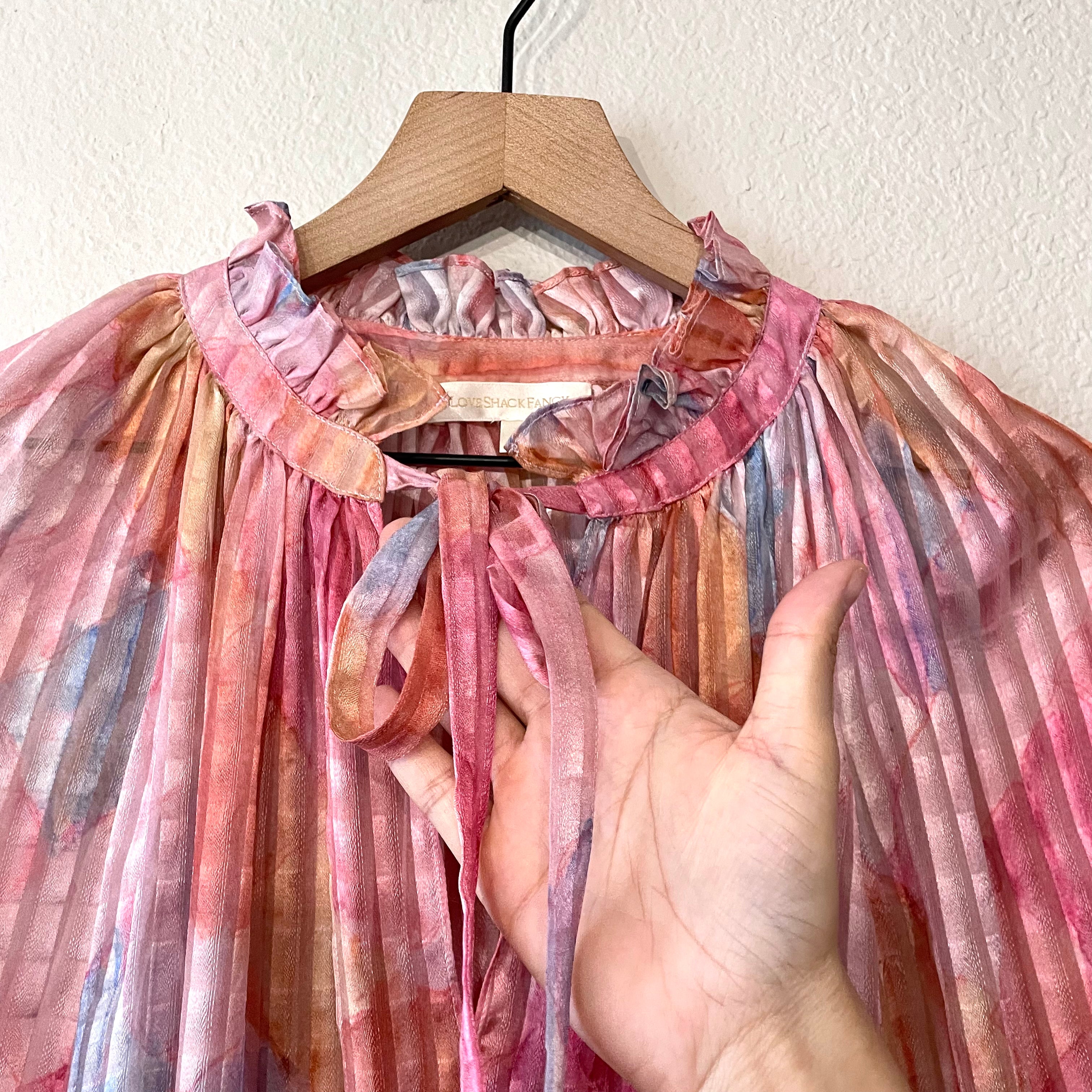 Watercolor Silk Ruffle Top