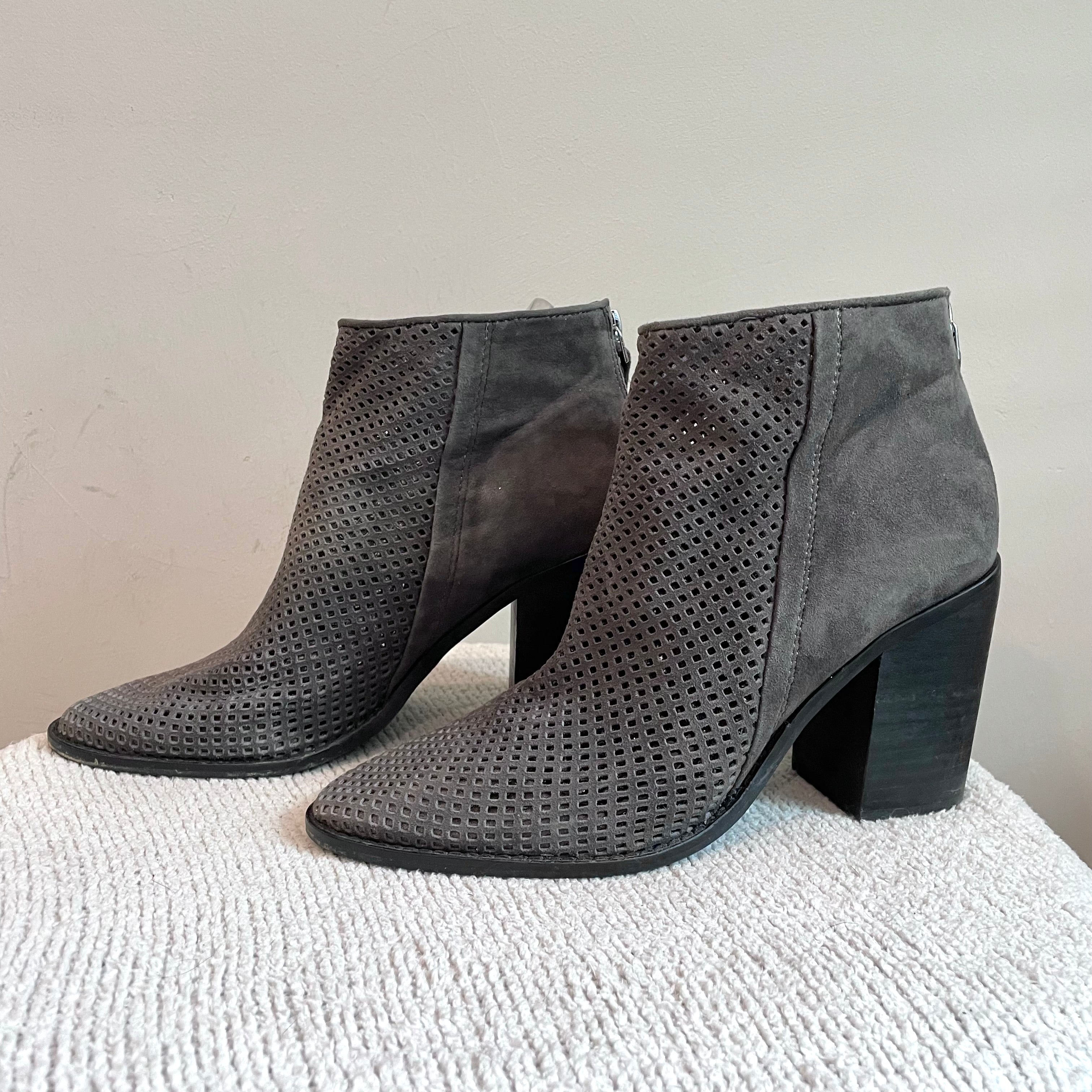 Perforated Suede Booties