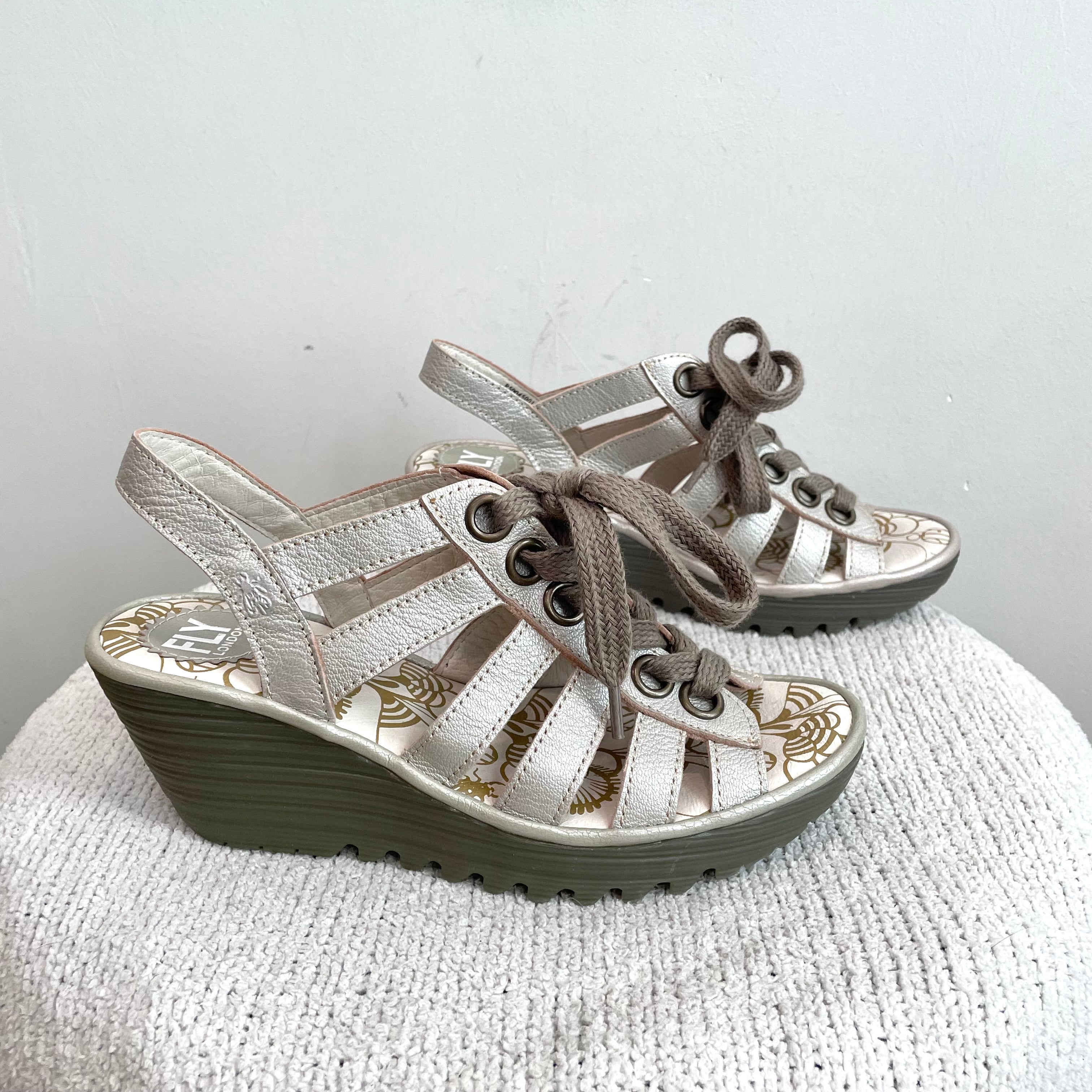 Lace Front Platform Open Toe Sandals