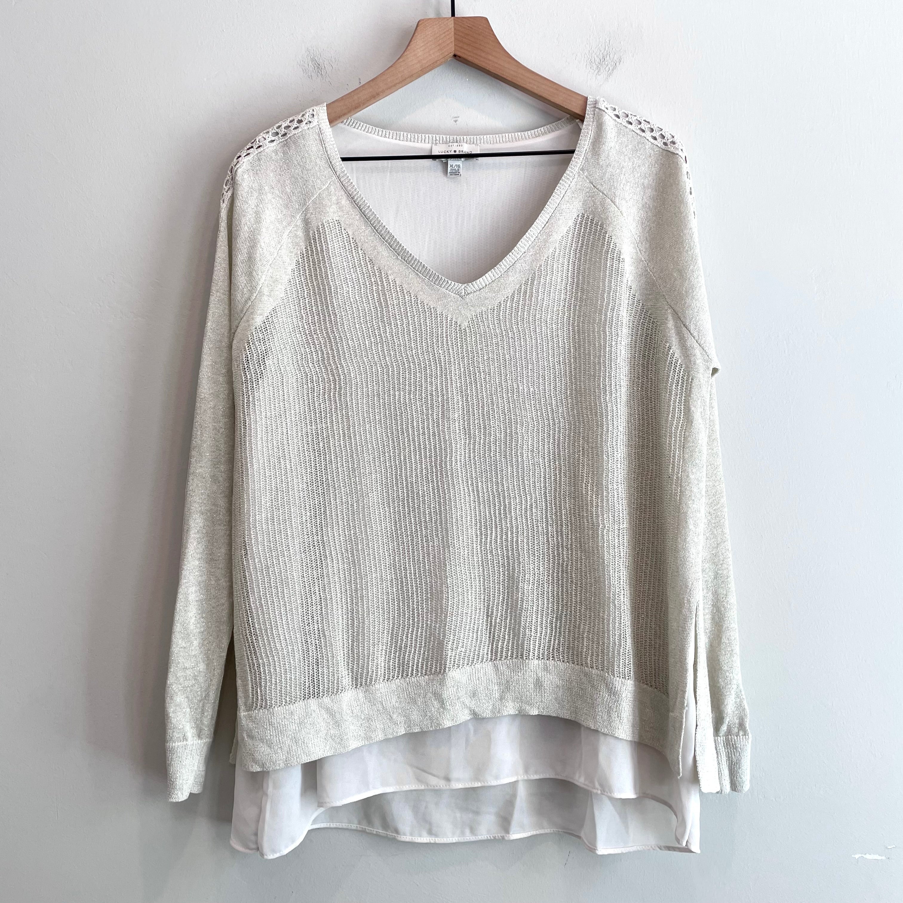 Open Knit Overlay Sweater