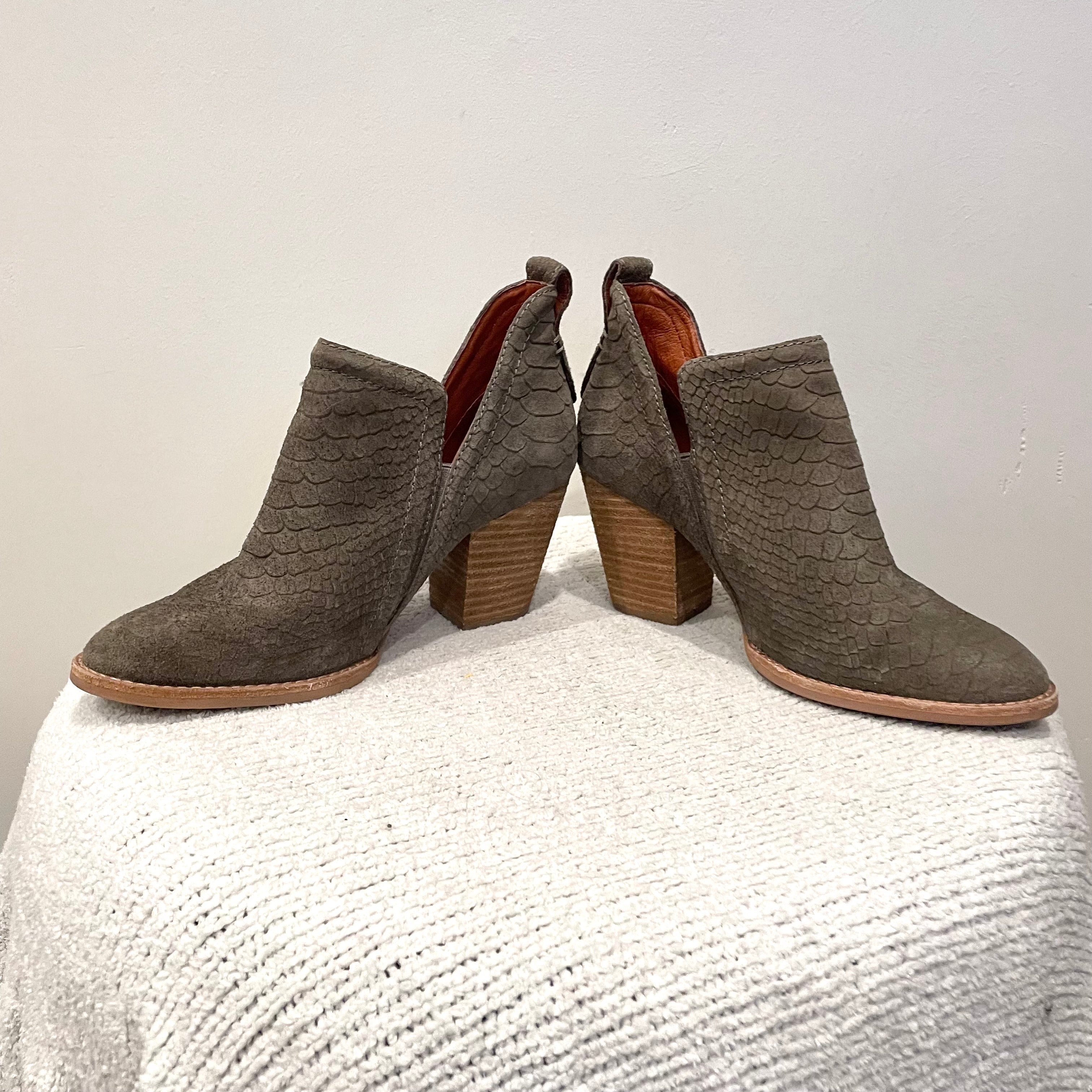 Snakeskin Embossed Booties