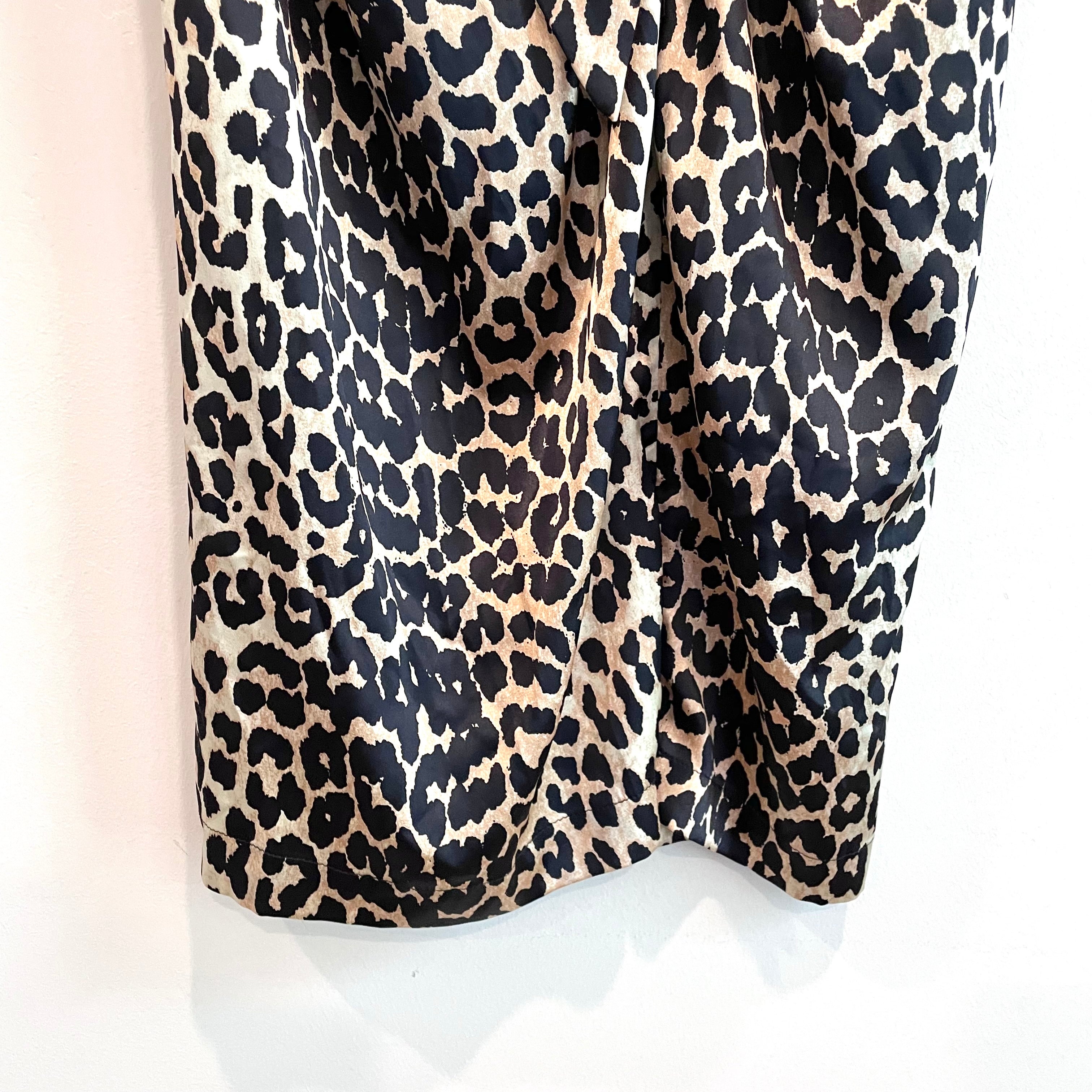 Leopard Silk Bow Tie Midi Skirt