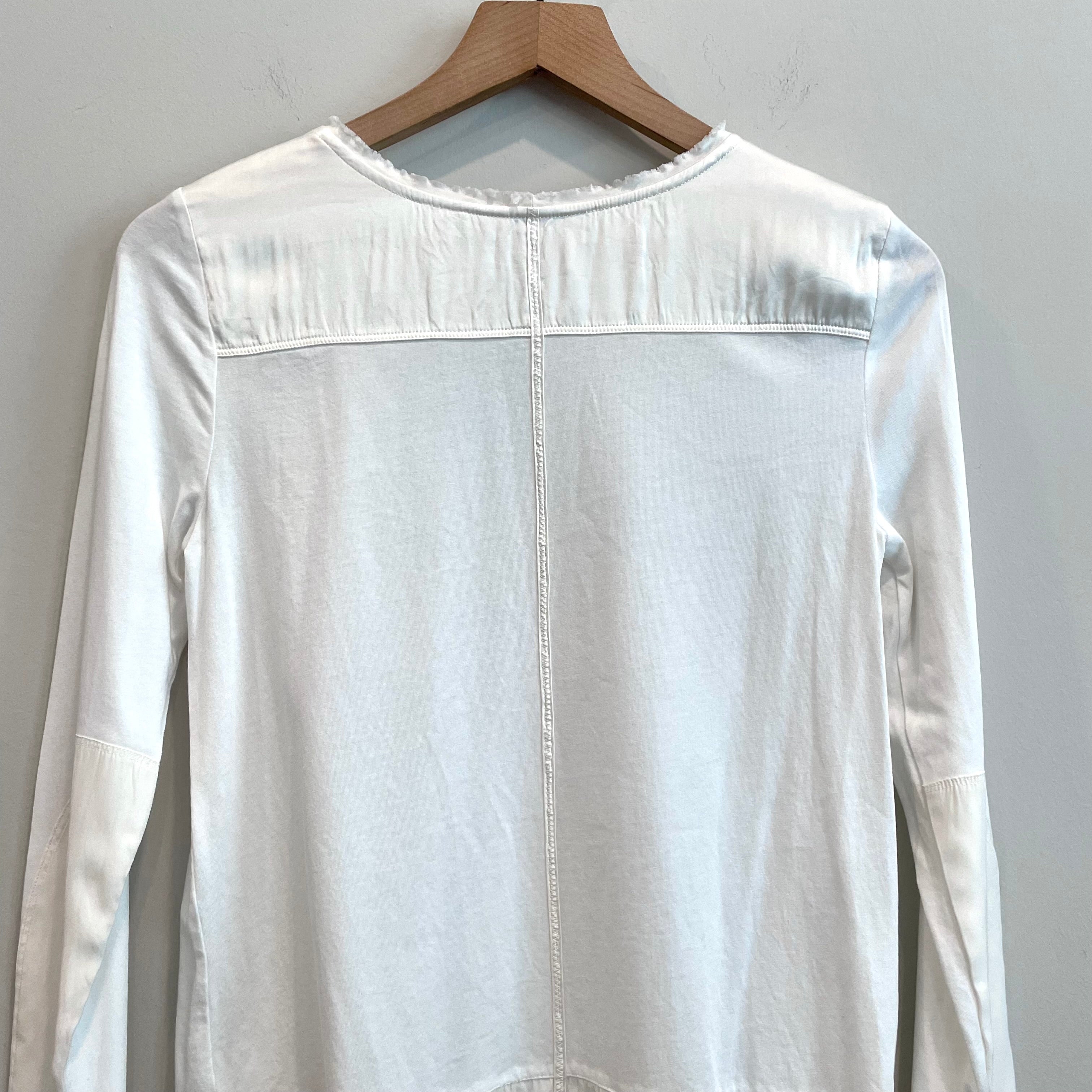 Silk Trim Long Sleeve Top