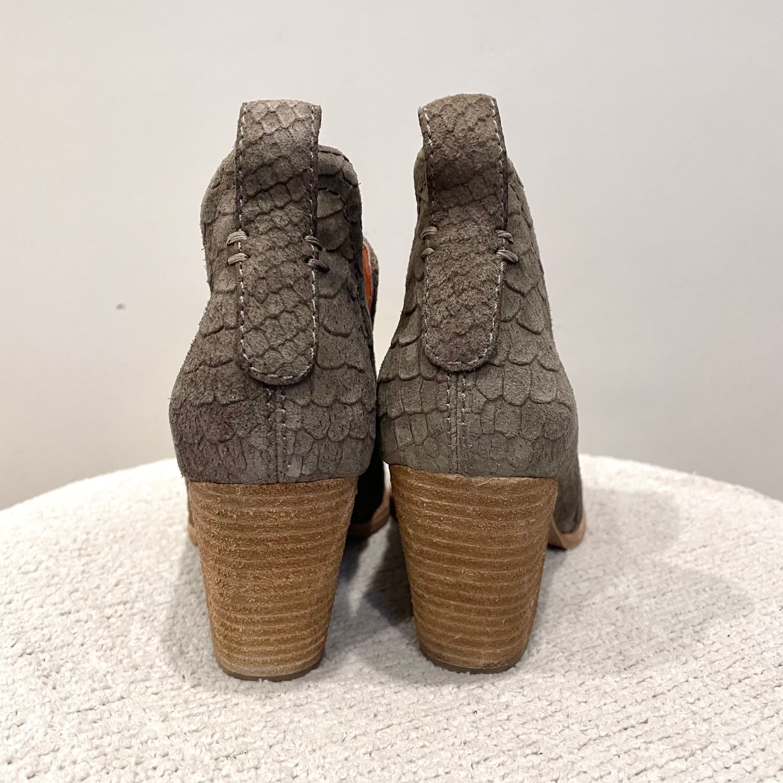 Snakeskin Embossed Booties