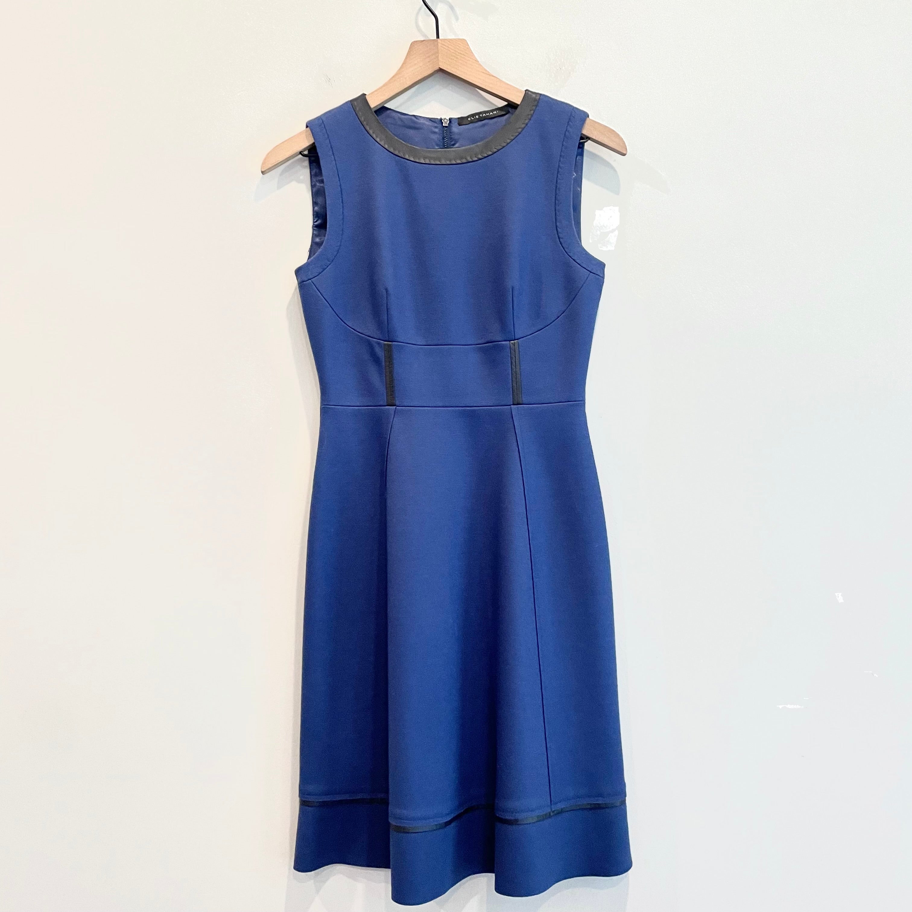 Wool Blend Leather Trim Dress