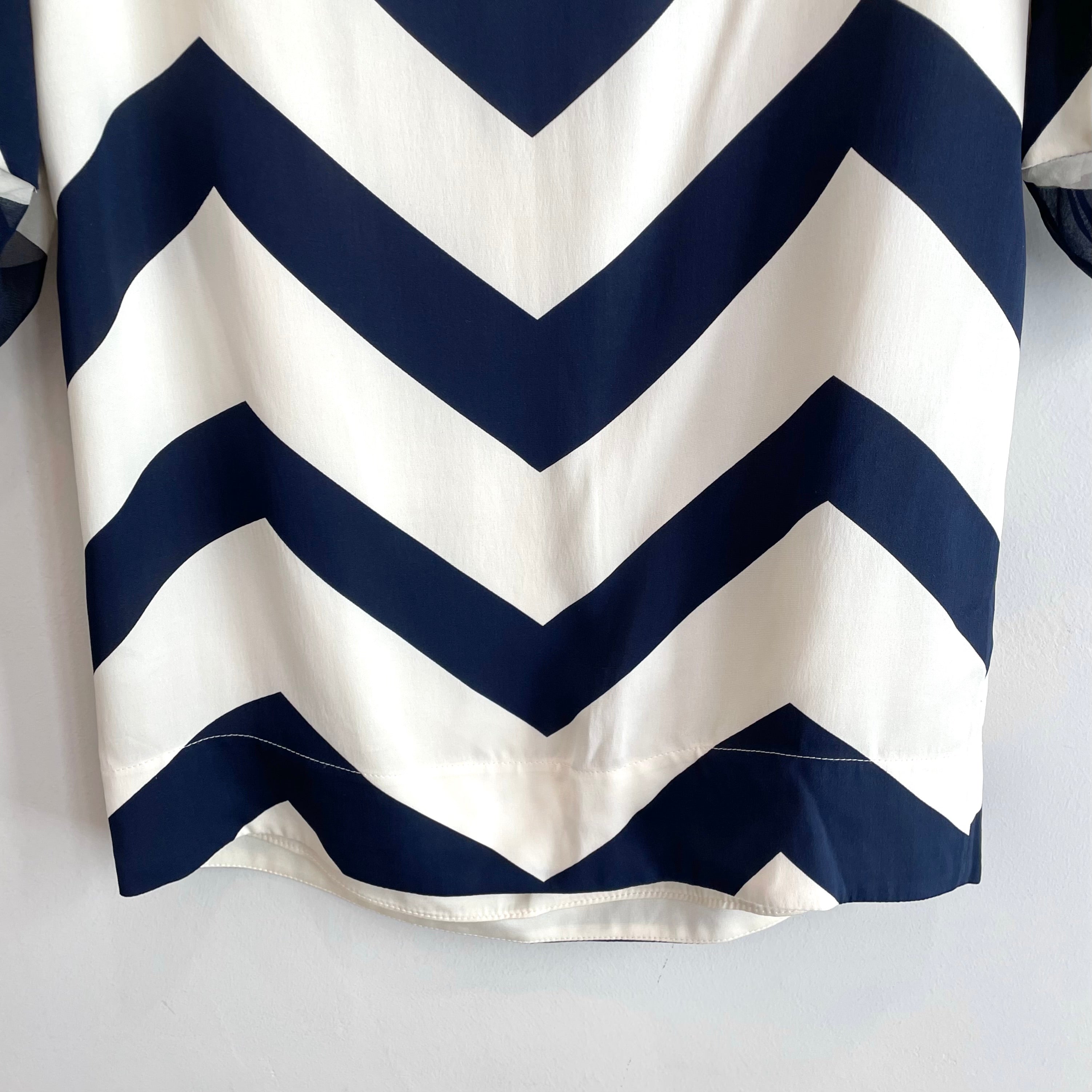 Chevron Belted Silk Blend Mini Dress