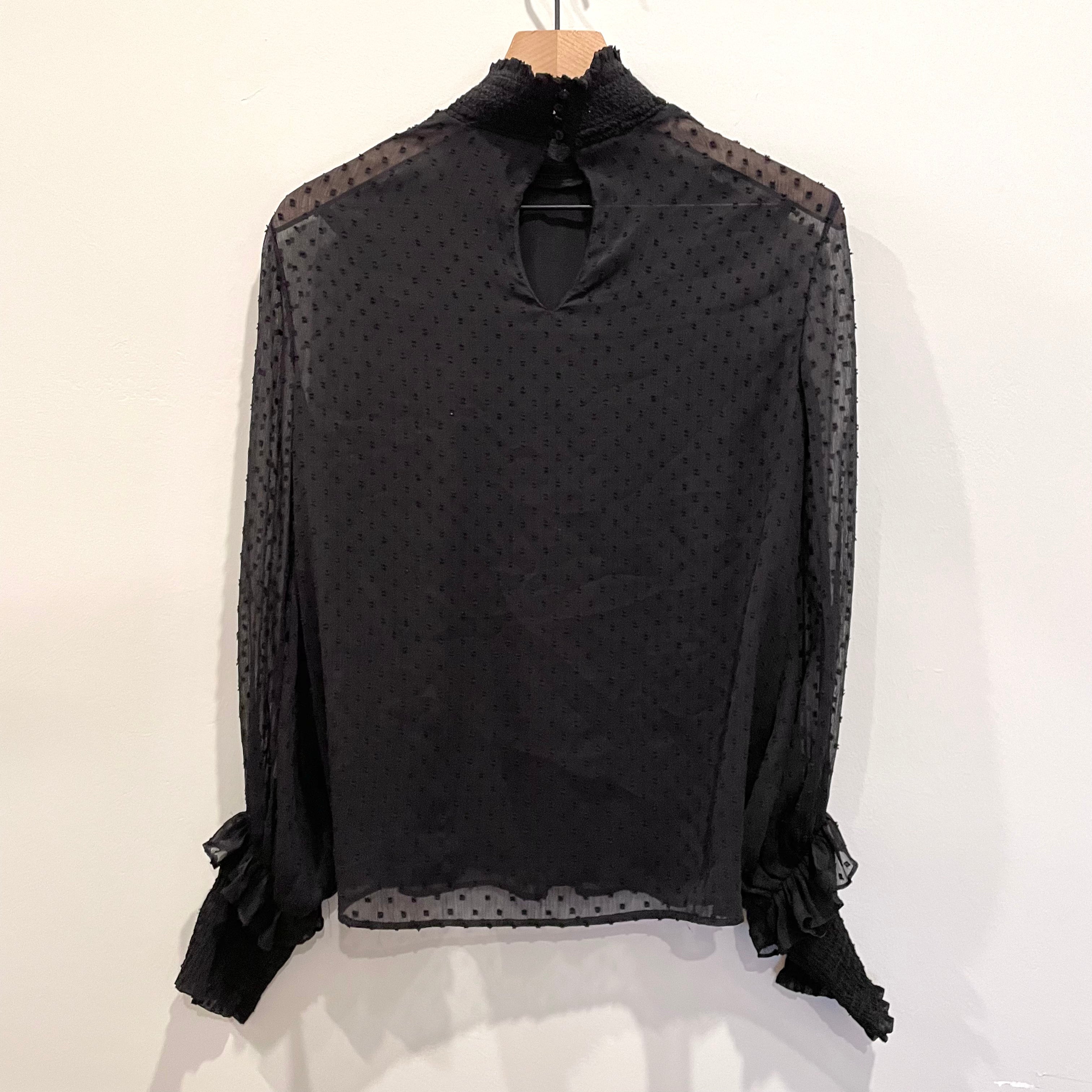 Swiss Dot Mock Neck Top