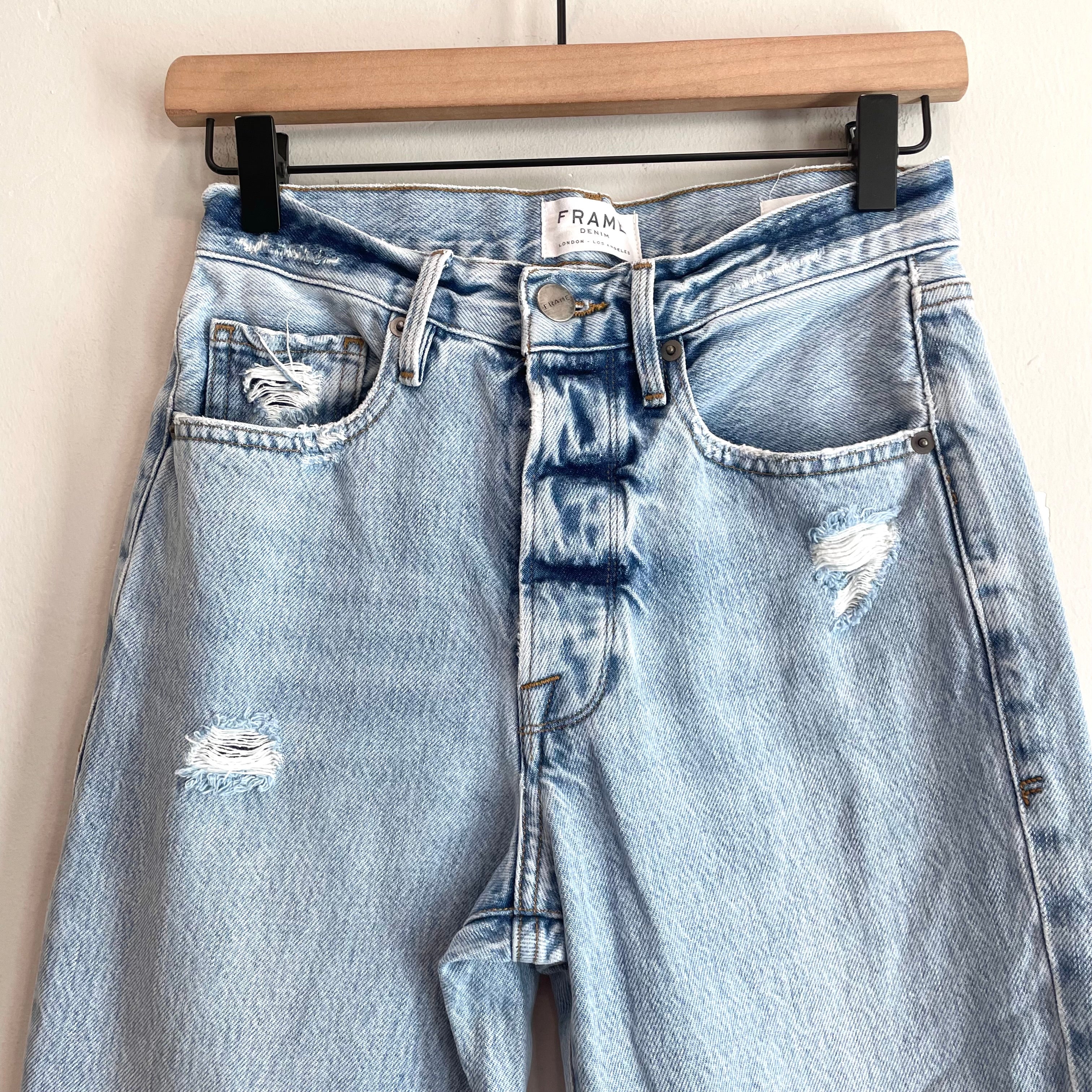 Distressed Button Fly Jeans