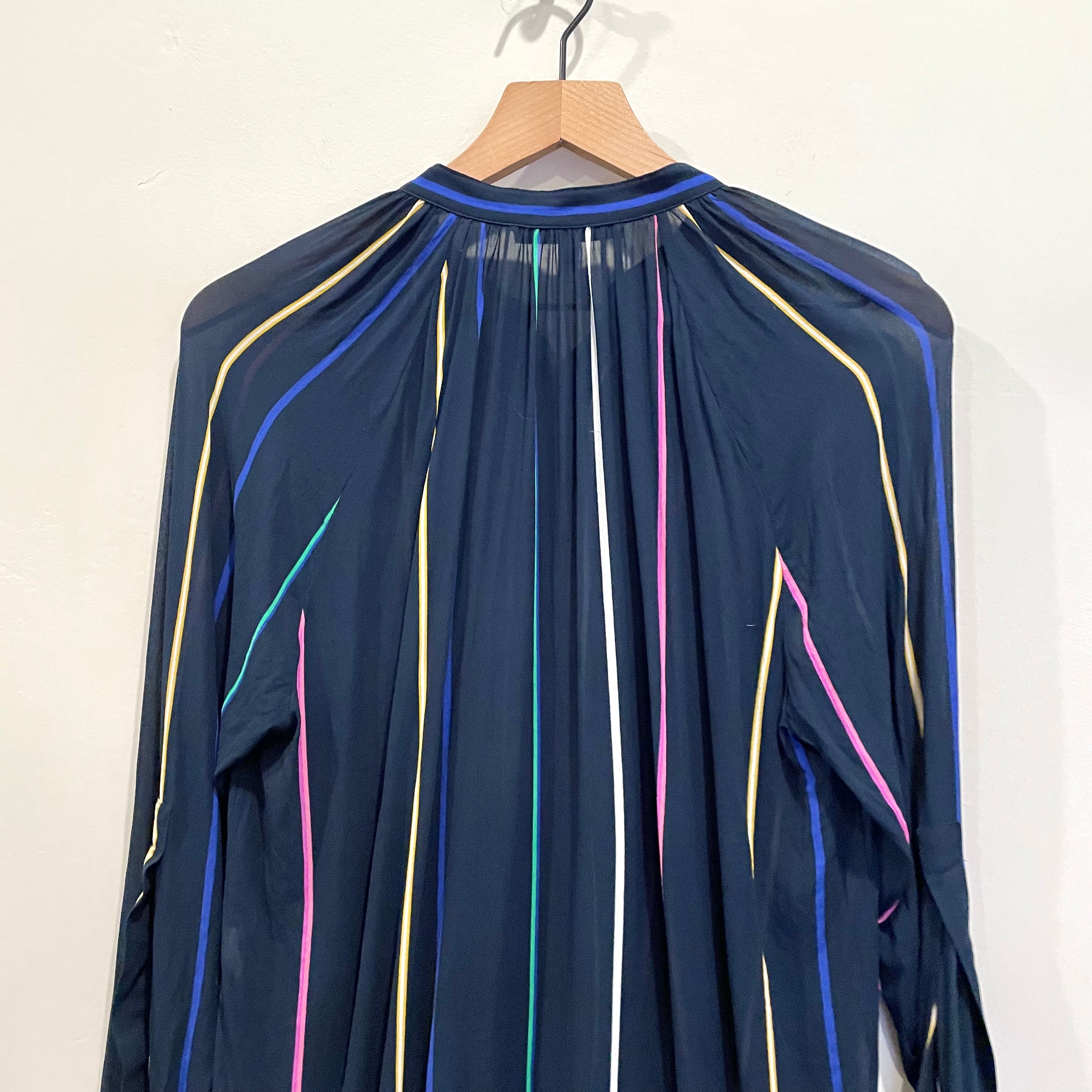 Striped Silk Long Sleeve Top