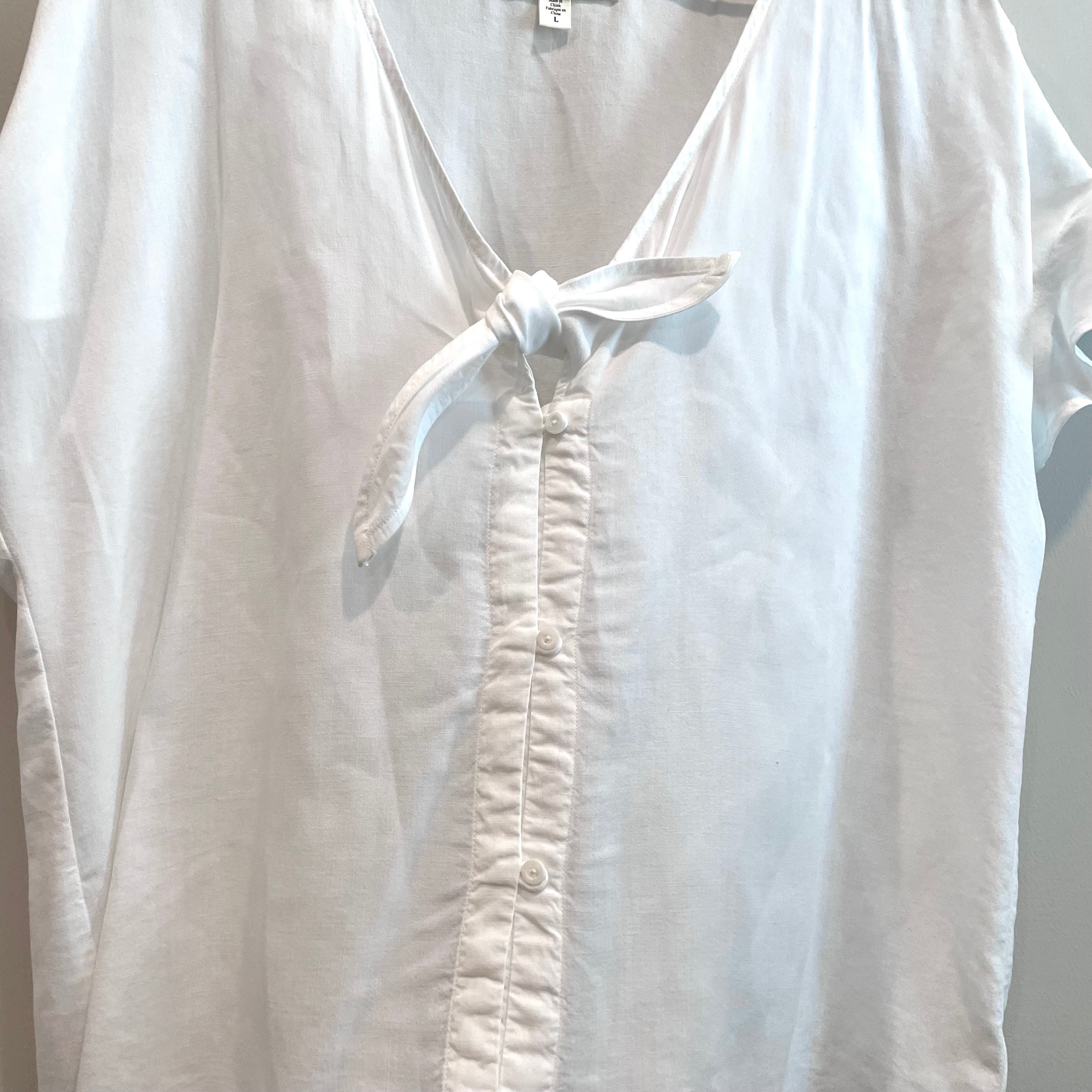 Ruffle Button Down V-Neck Top