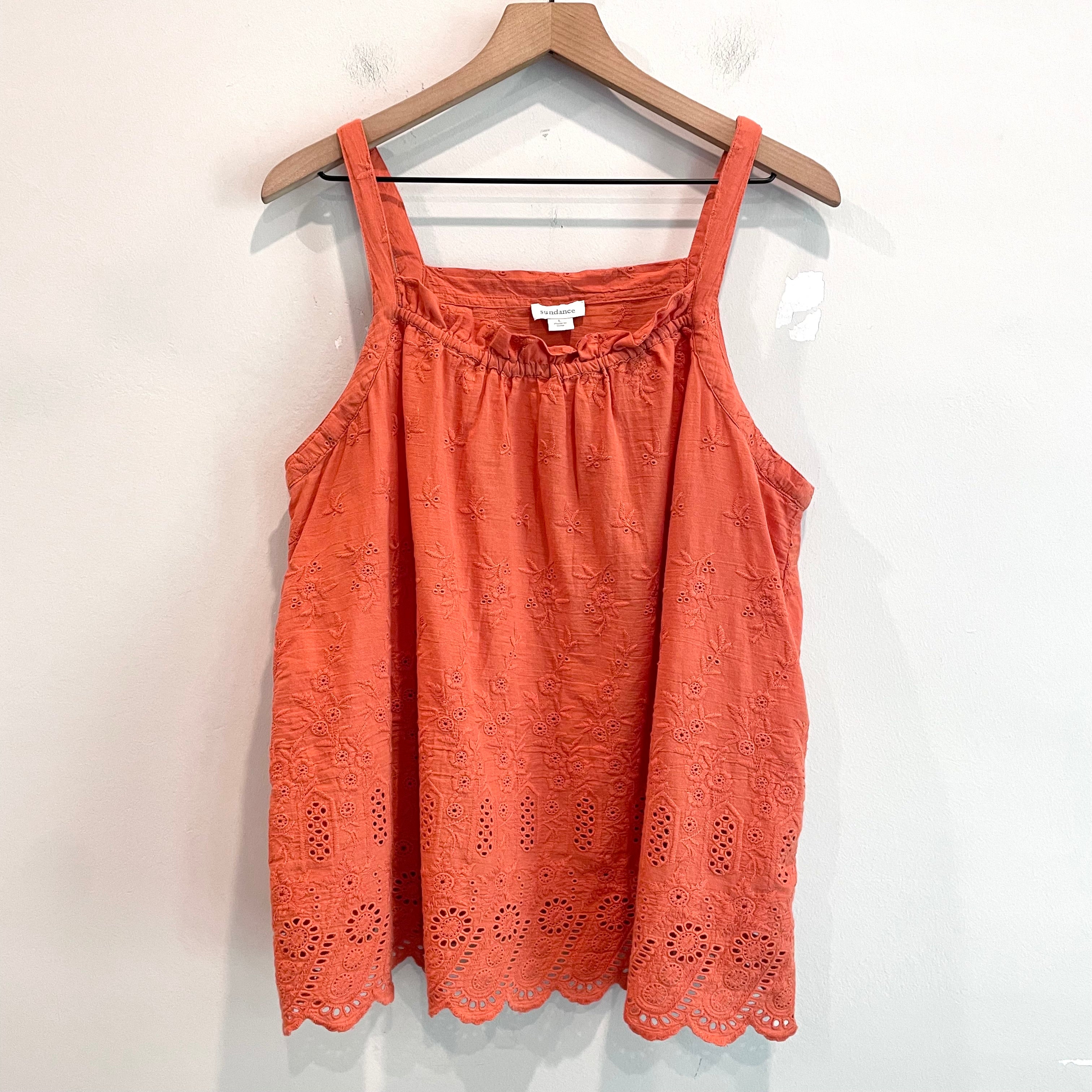 Embroidered Eyelet Tank Top