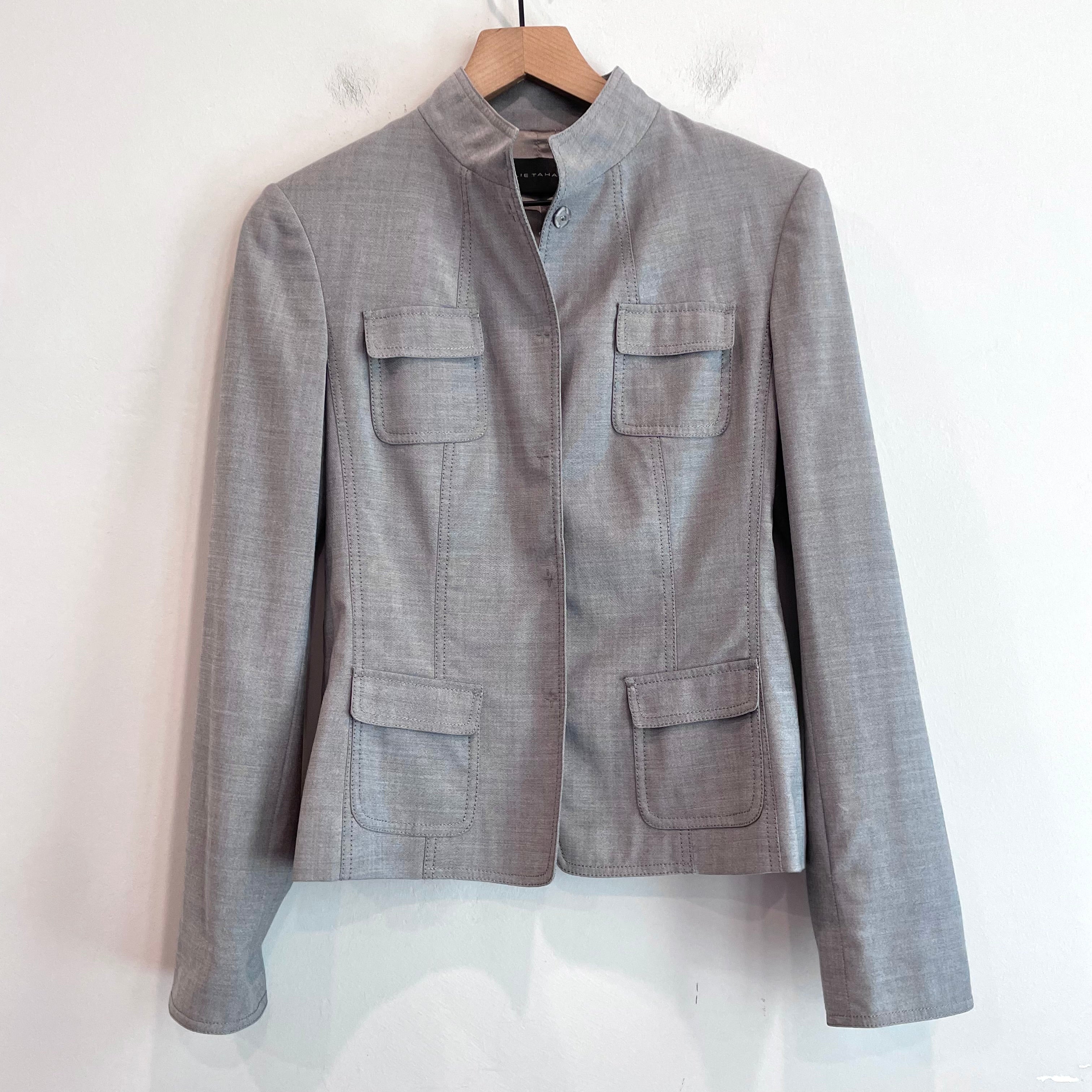 Wool Blend Contrast Cuff Blazer Jacket