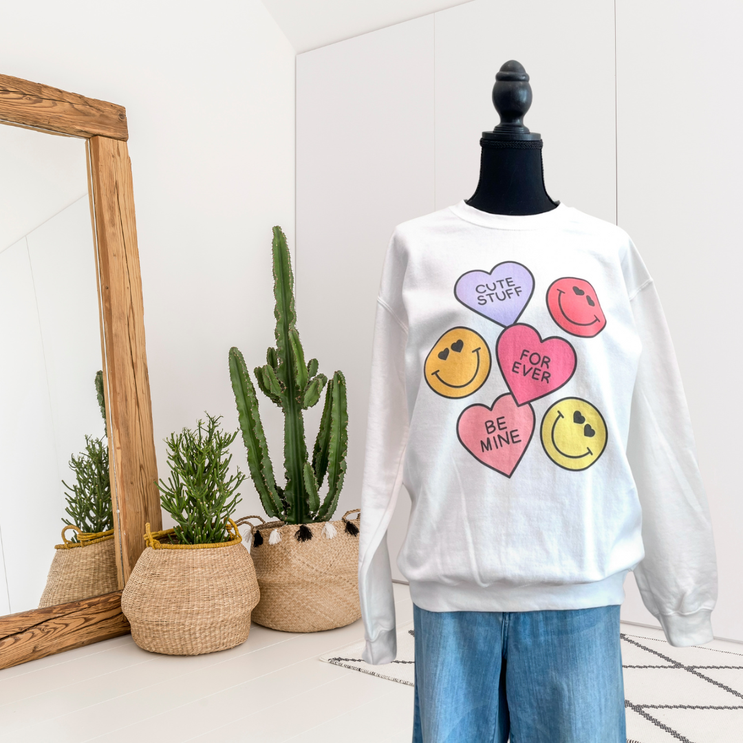 Smiley Valentine Hearts Sweatshirt