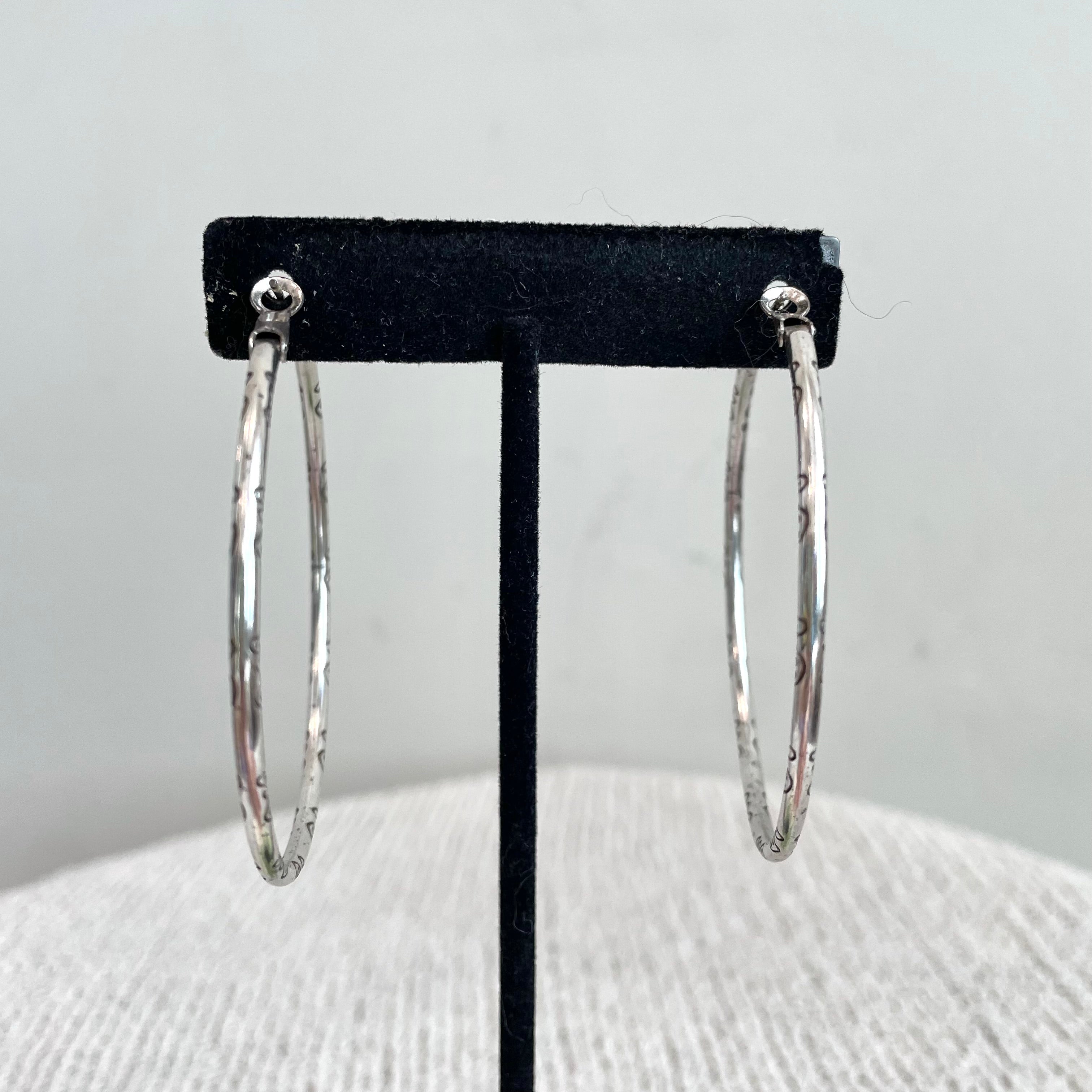 Scroll Skinny Hoop Charm Earrings