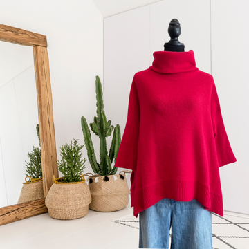 Cowl Turtleneck Cashmere Sweater