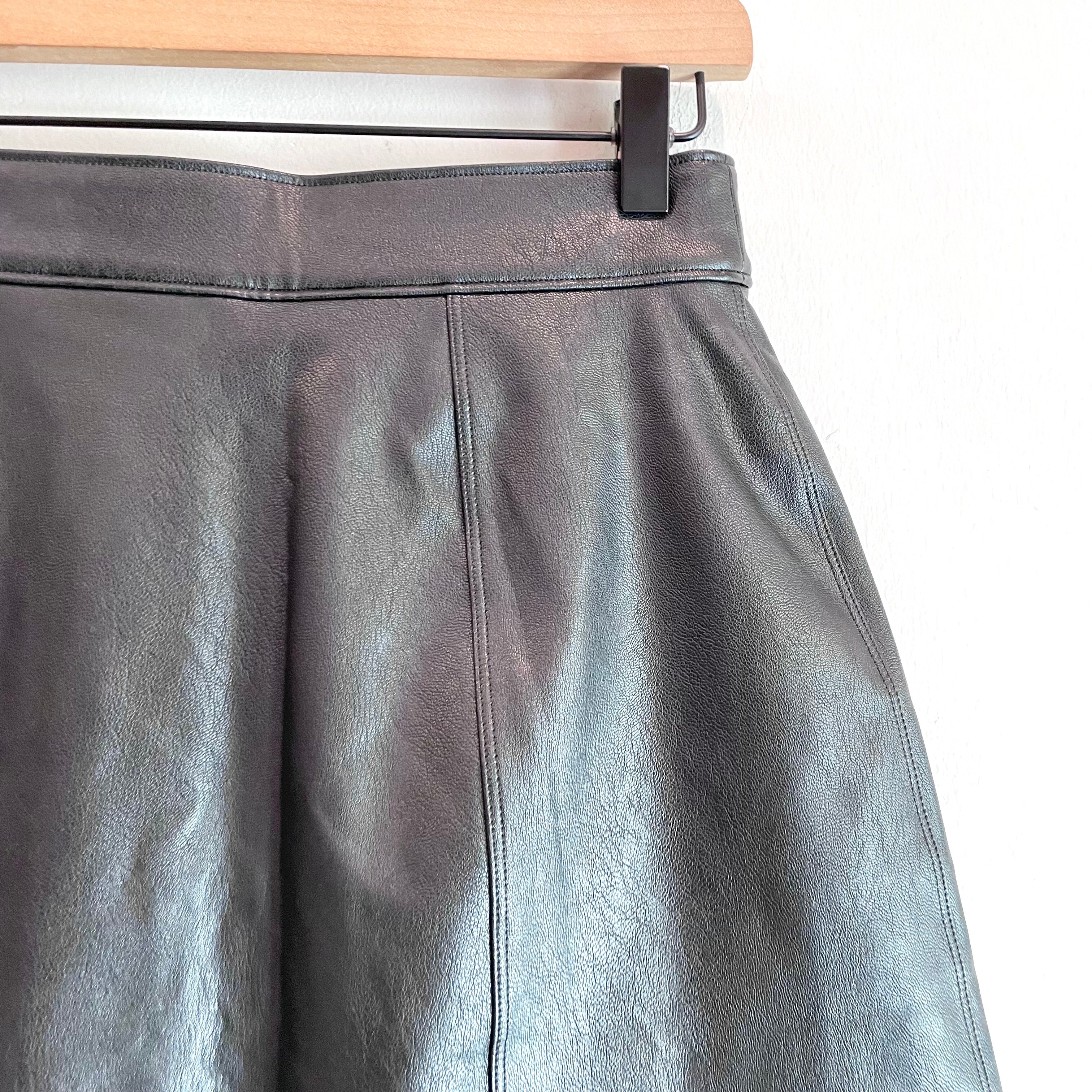 Pull On Faux Leather Skirt