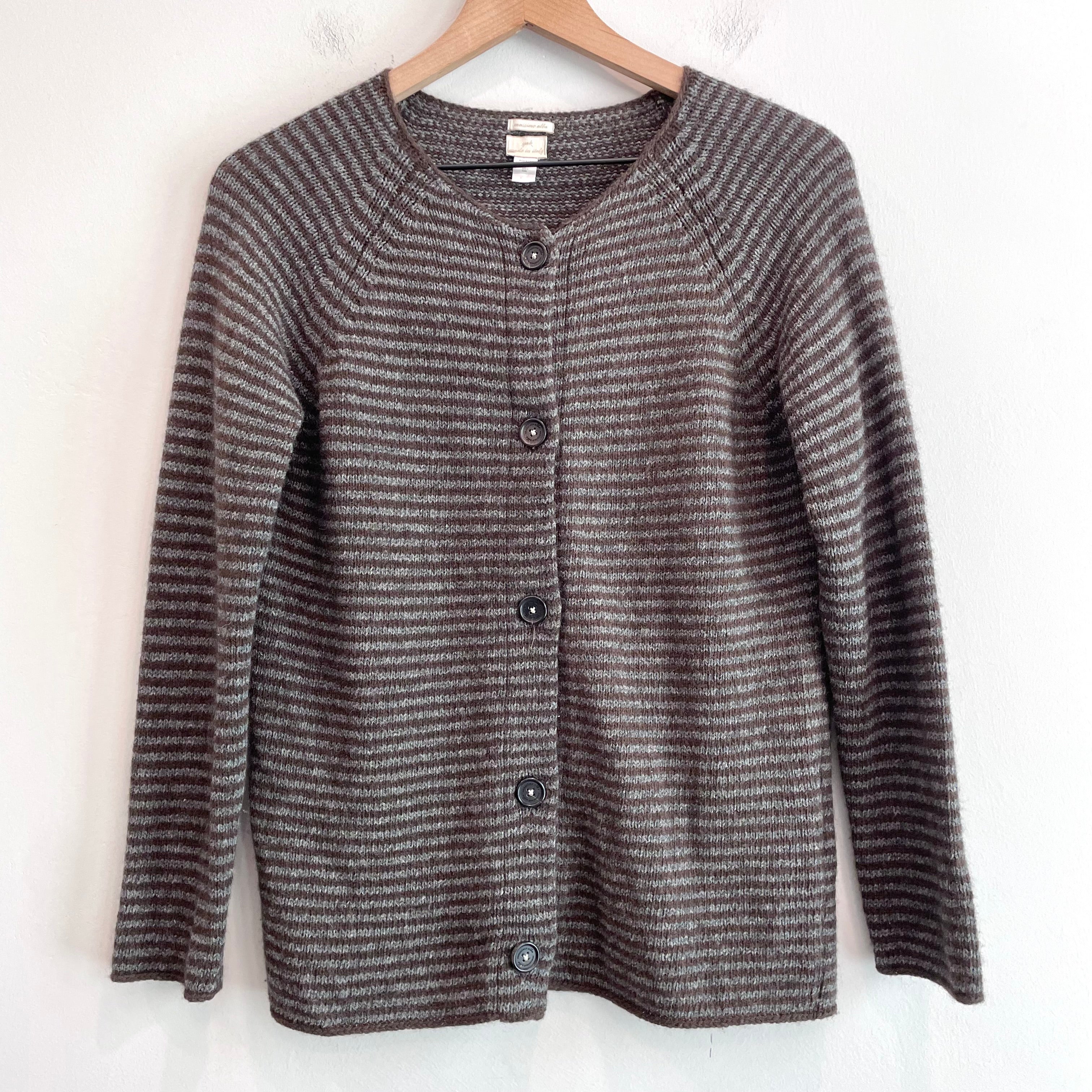 Striped Yak Knit Cardigan Sweater