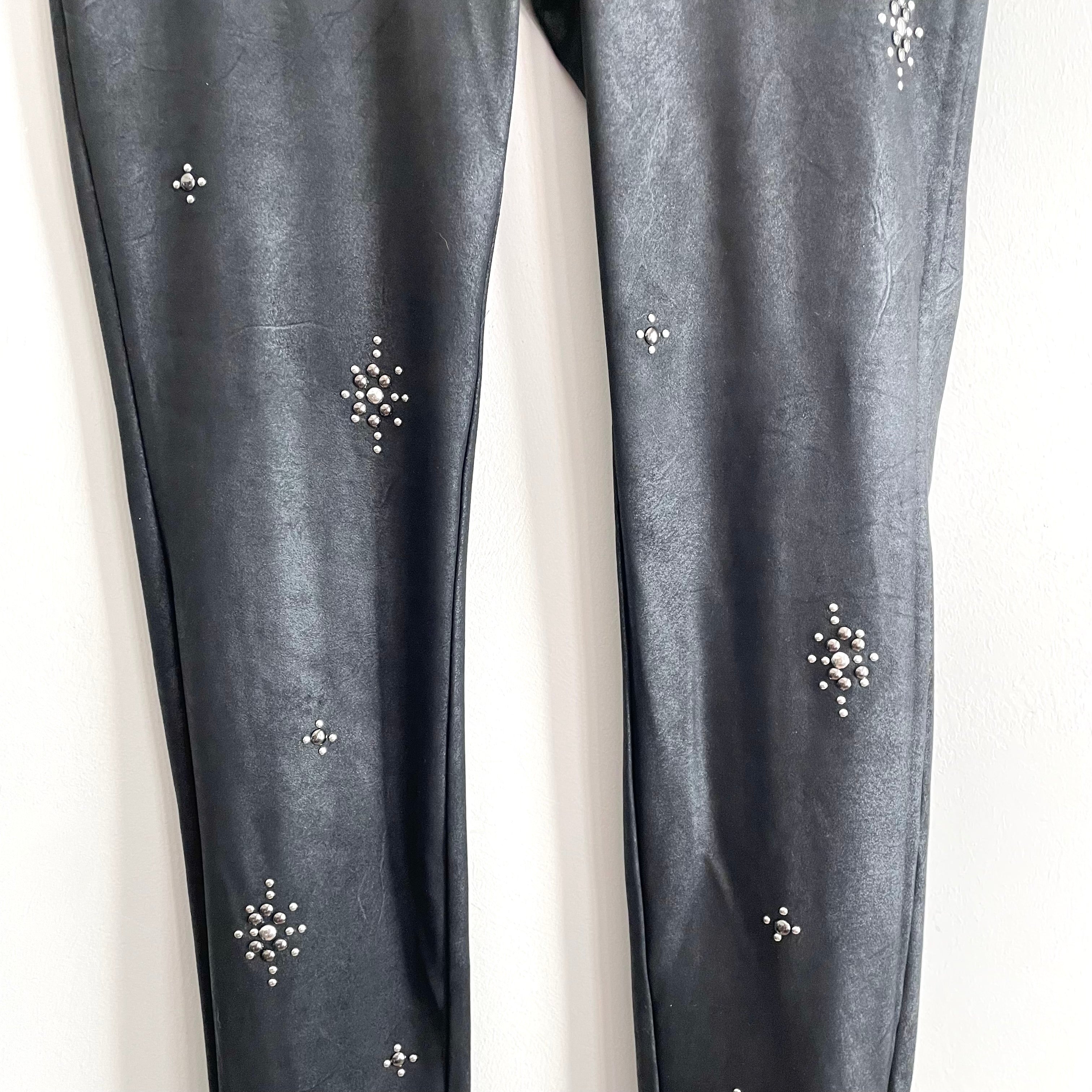 Studded Faux Suede Leggings