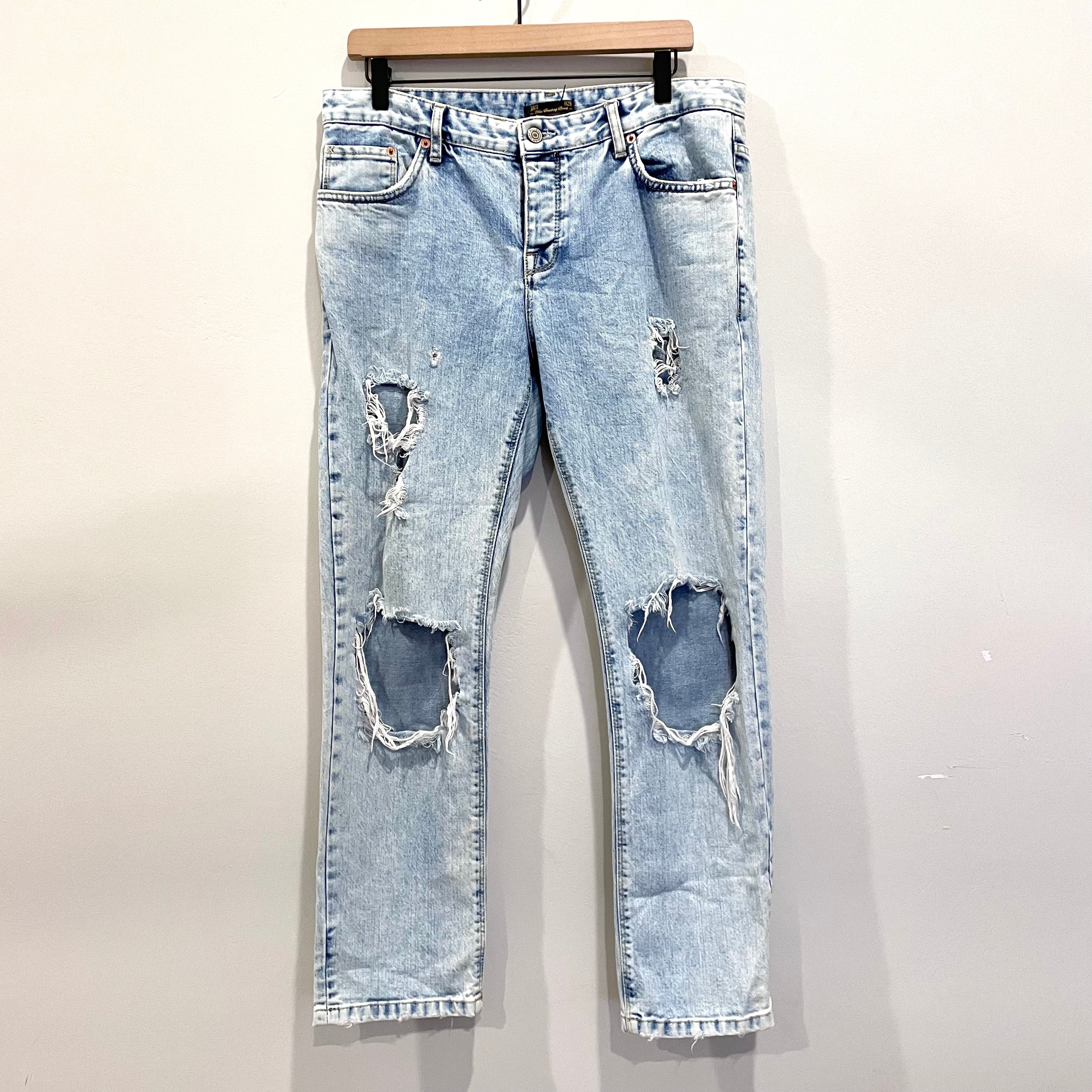 Distressed Straight Jeans