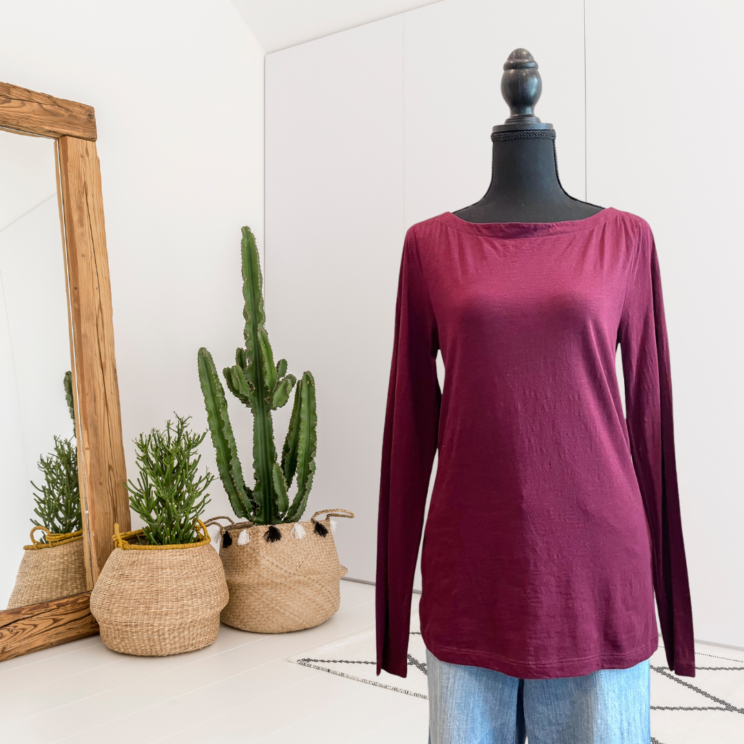 Long Sleeve Wide Neck Top