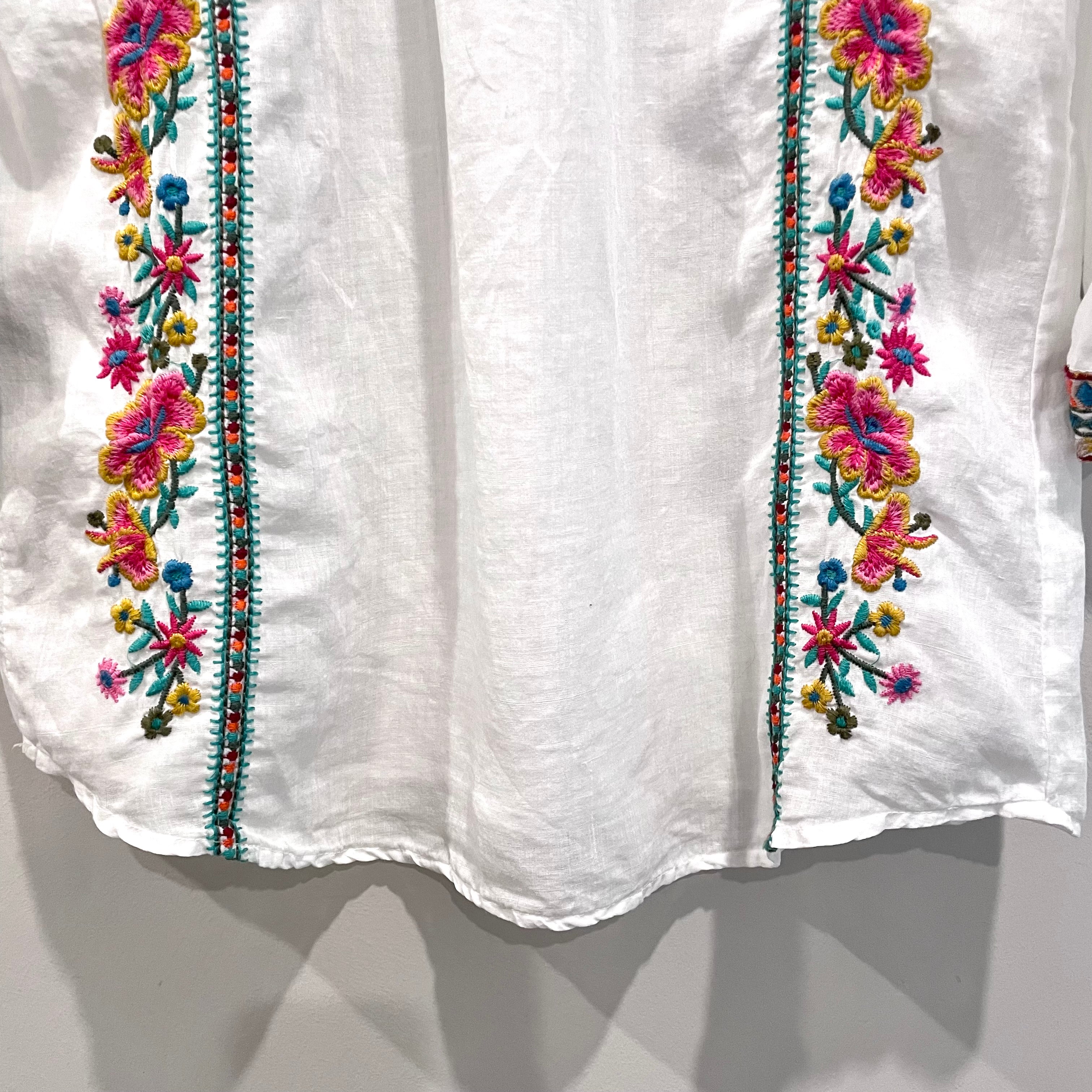 Floral Embroidered Ramie Top