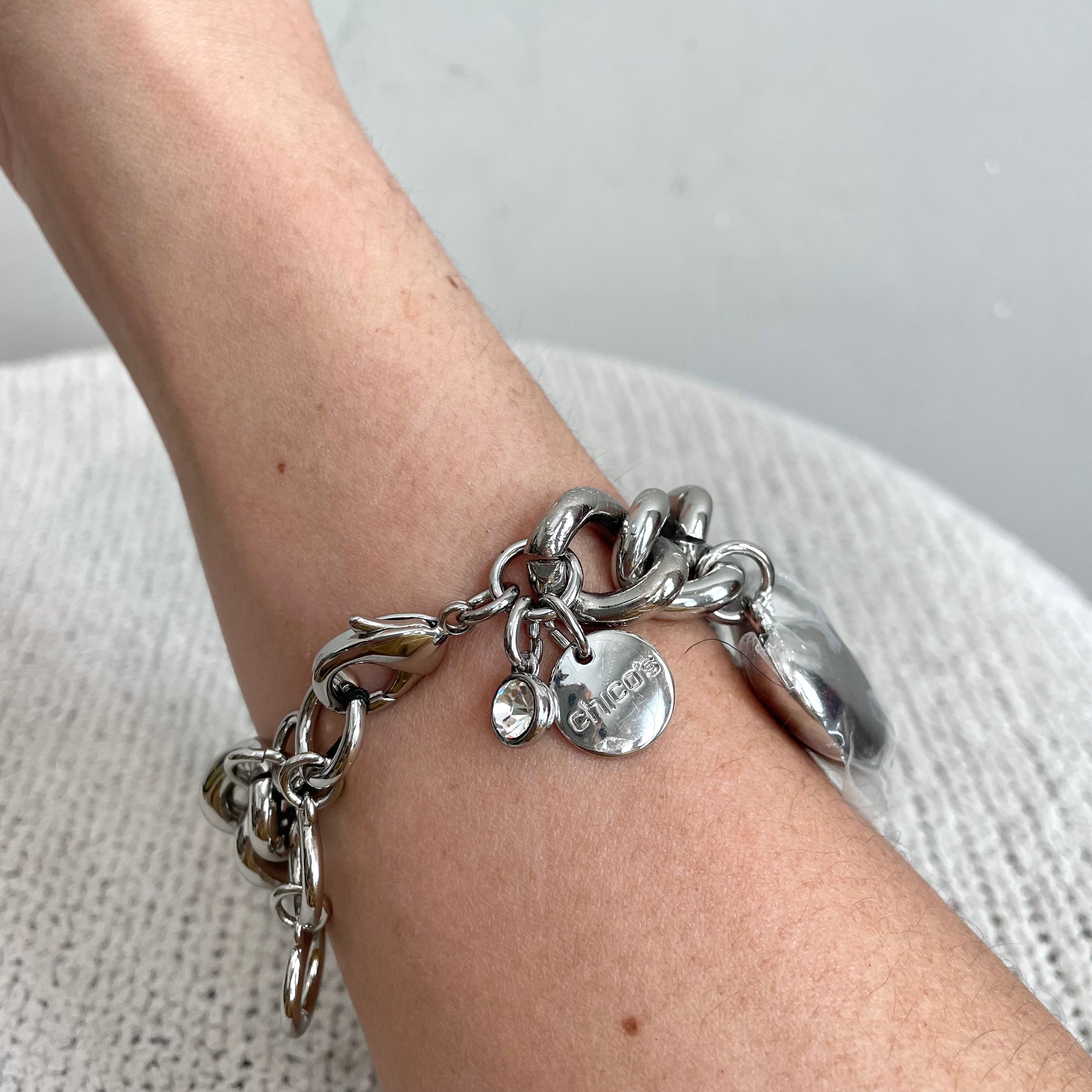 Heart Charm Chunky Chain Bracelet