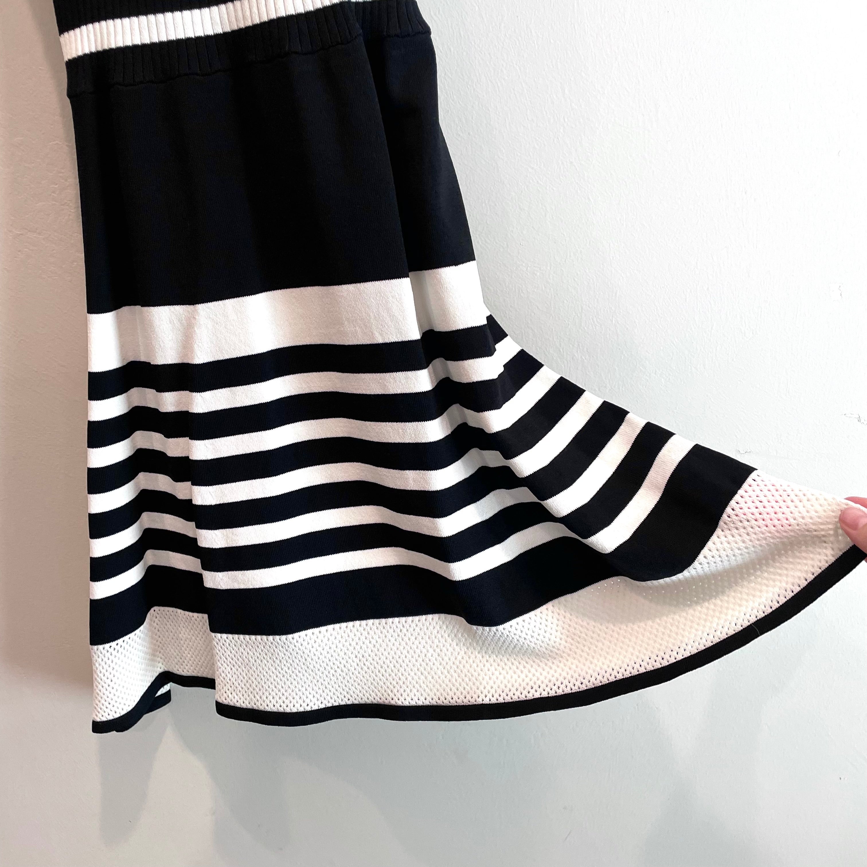 Striped V-Neck Stretch Dress