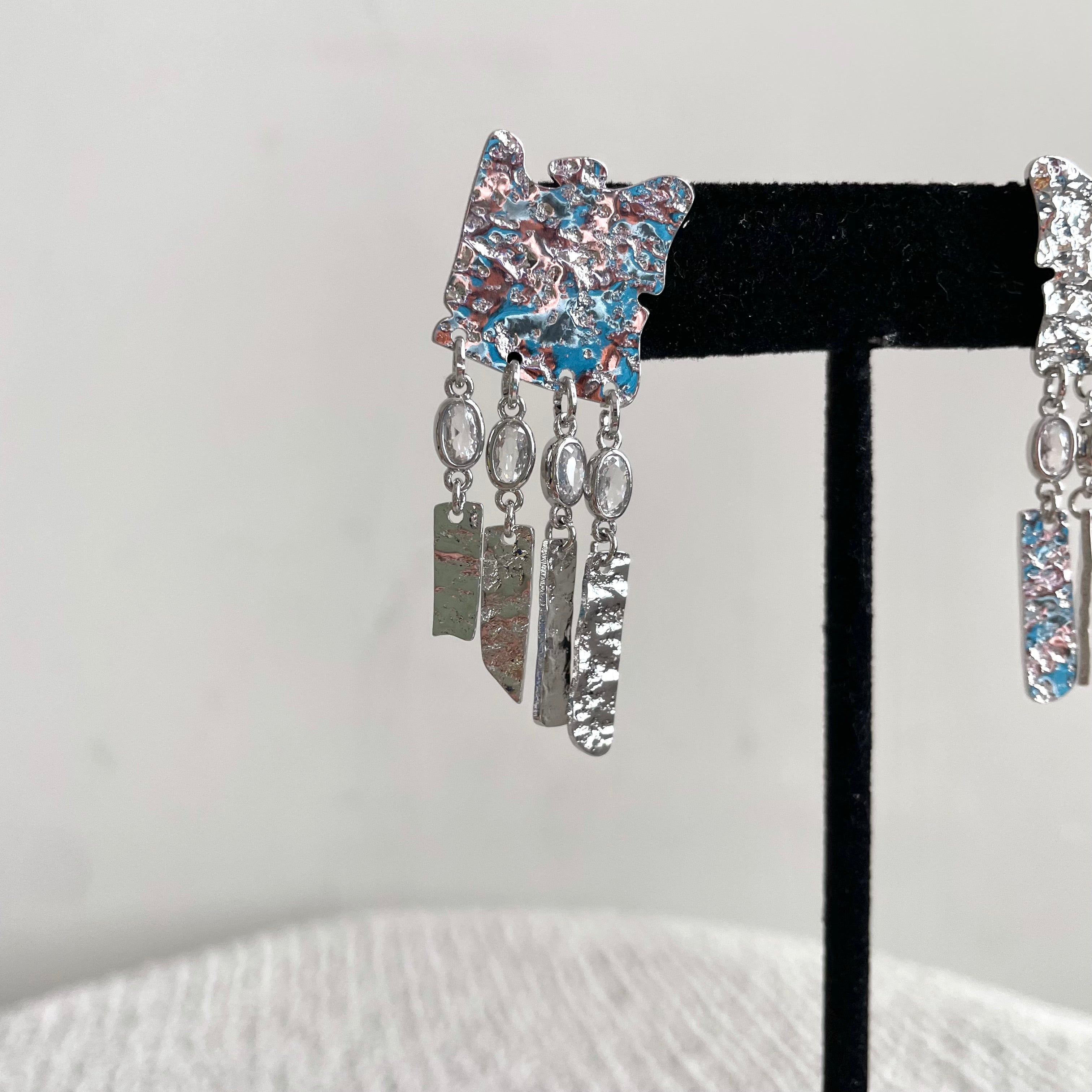 Hammered Angular Drop Earrings